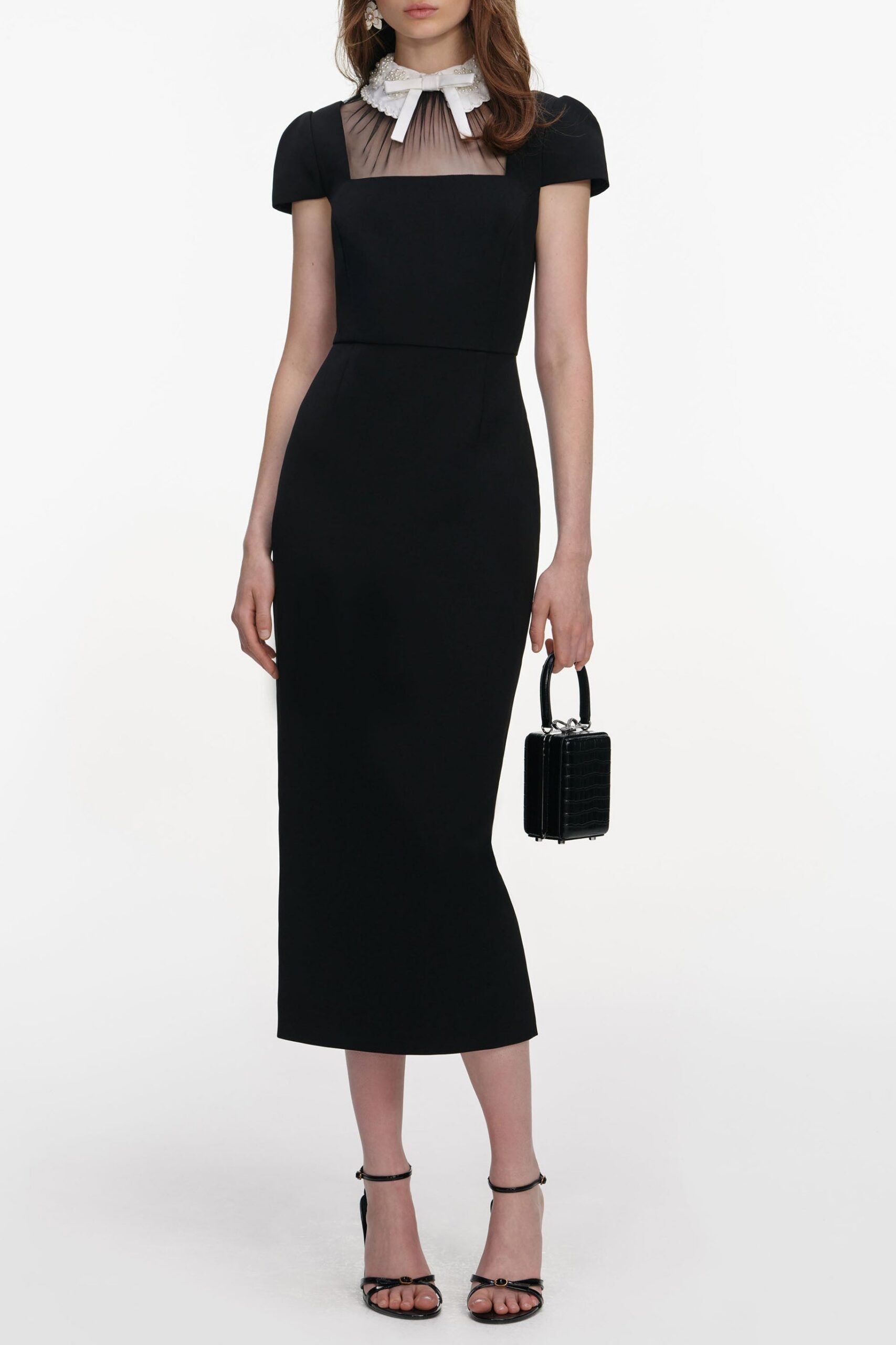 RS26-923M-B_1 TRISTA BLACK BOW COLLAR MIDI DRESS
