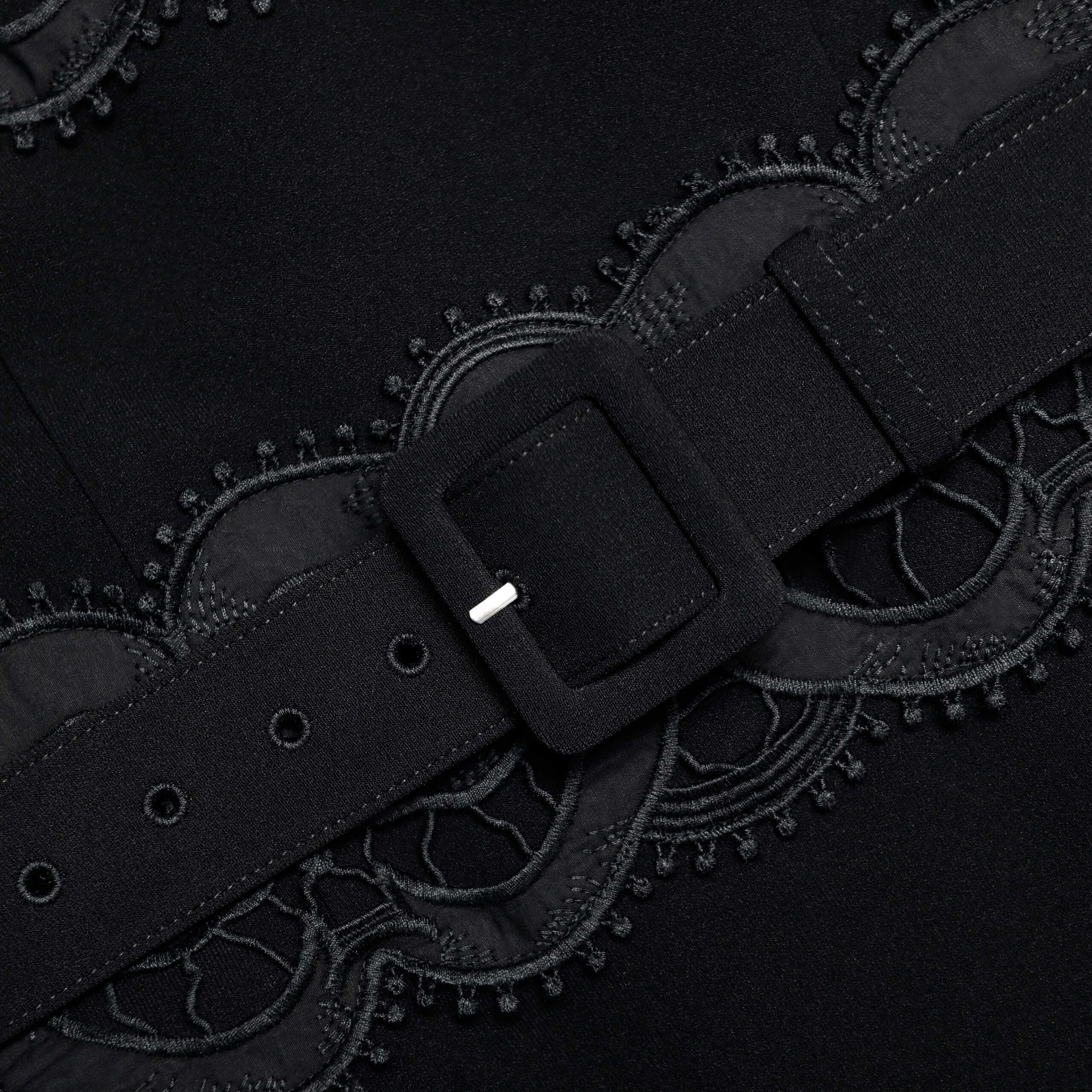 BLACK CREPE MIDI DRESS: ELEGANT WORK & COCKTAIL