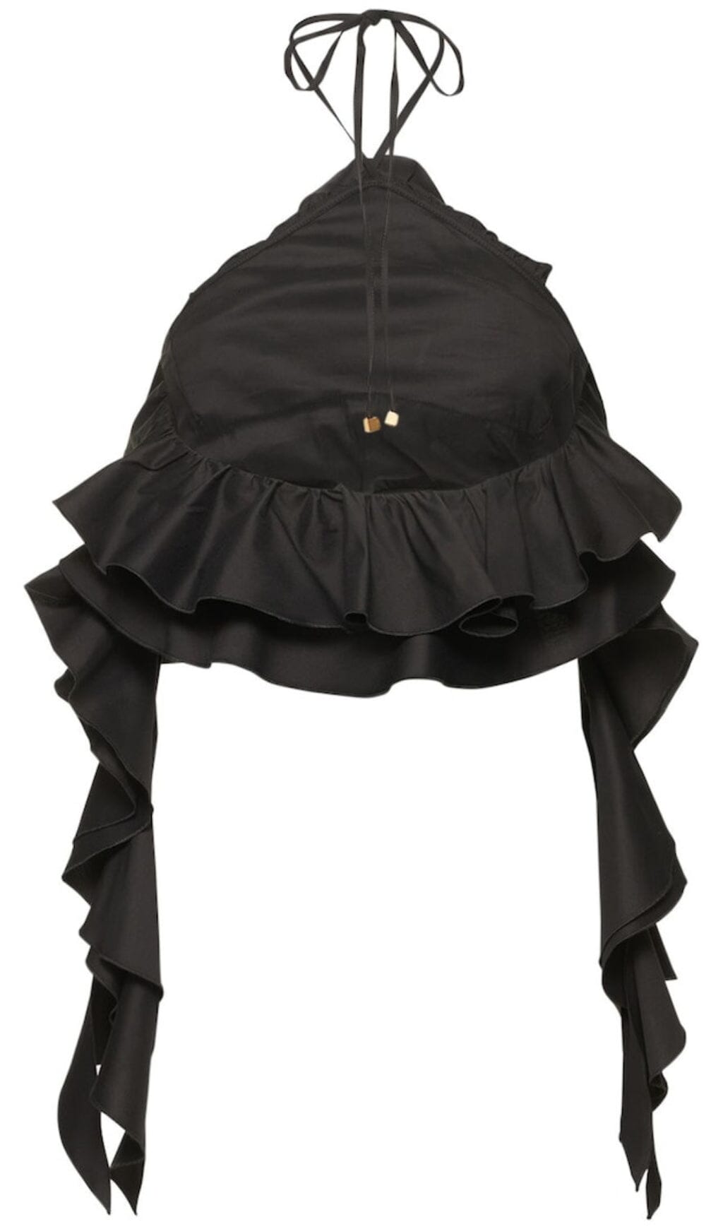 RUFFLE HALTER CROP TOP BLACK PARTY WEAR