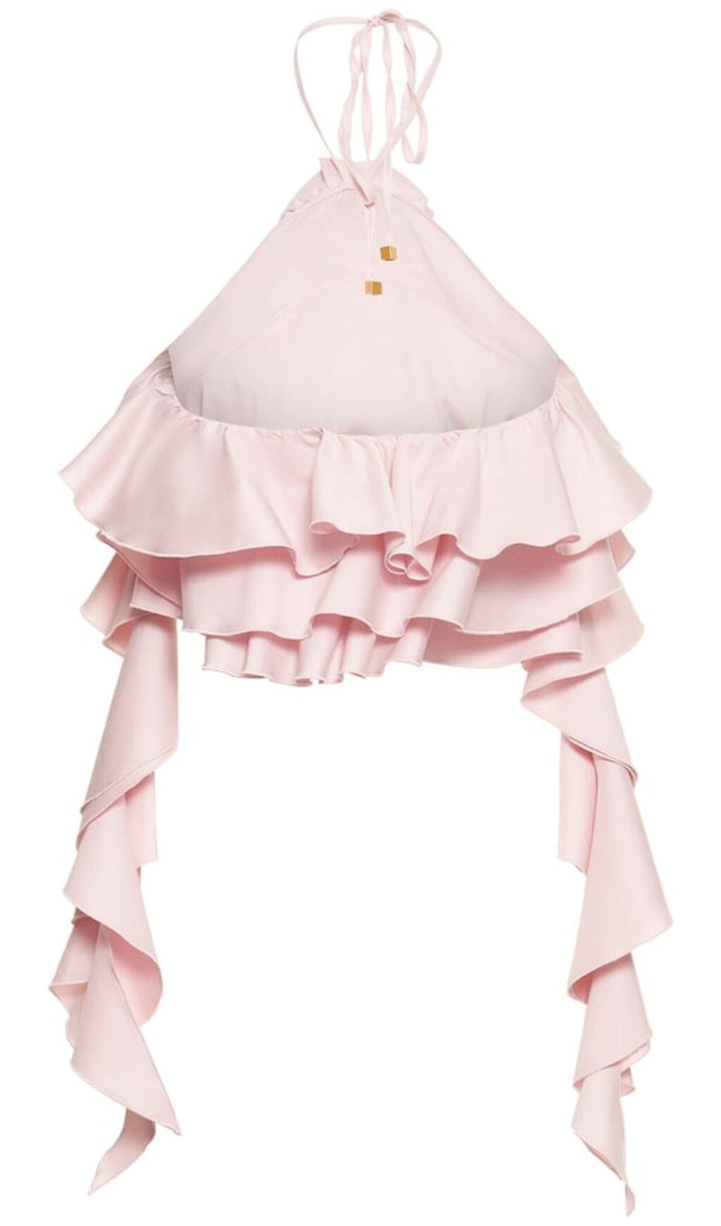 RUFFLE HALTER CROP TOP IN PINK