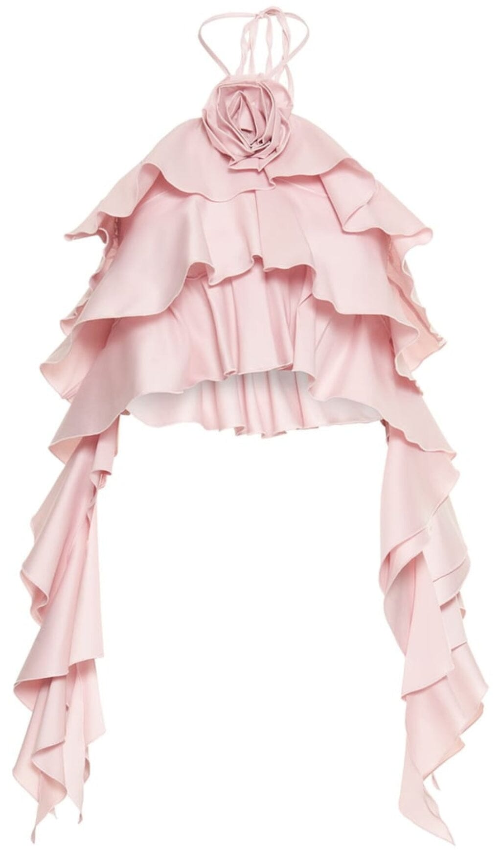 RUFFLE HALTER CROP TOP IN PINK