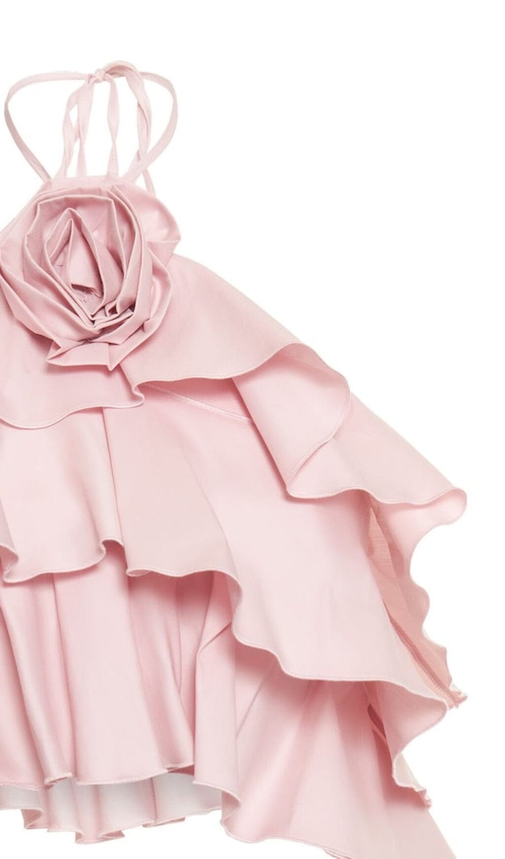 RUFFLE HALTER CROP TOP IN PINK