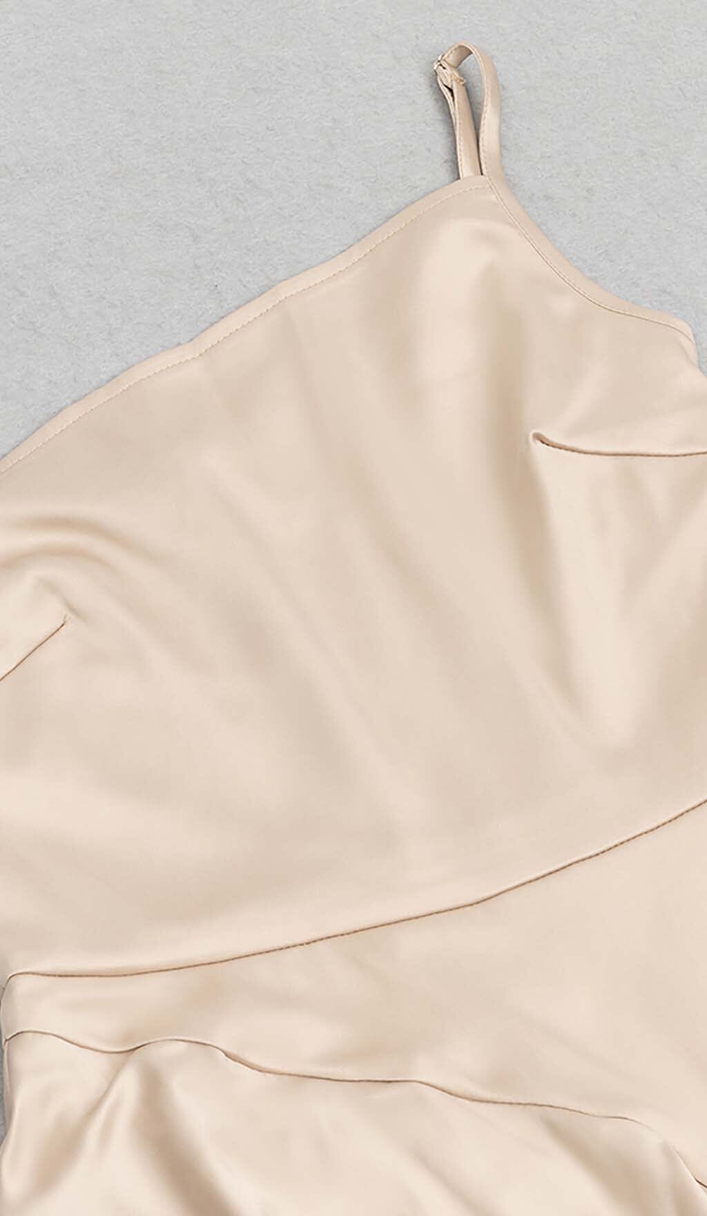RUFFLED KHAKI MAXI DRESS, ELEGANT OCCASION
