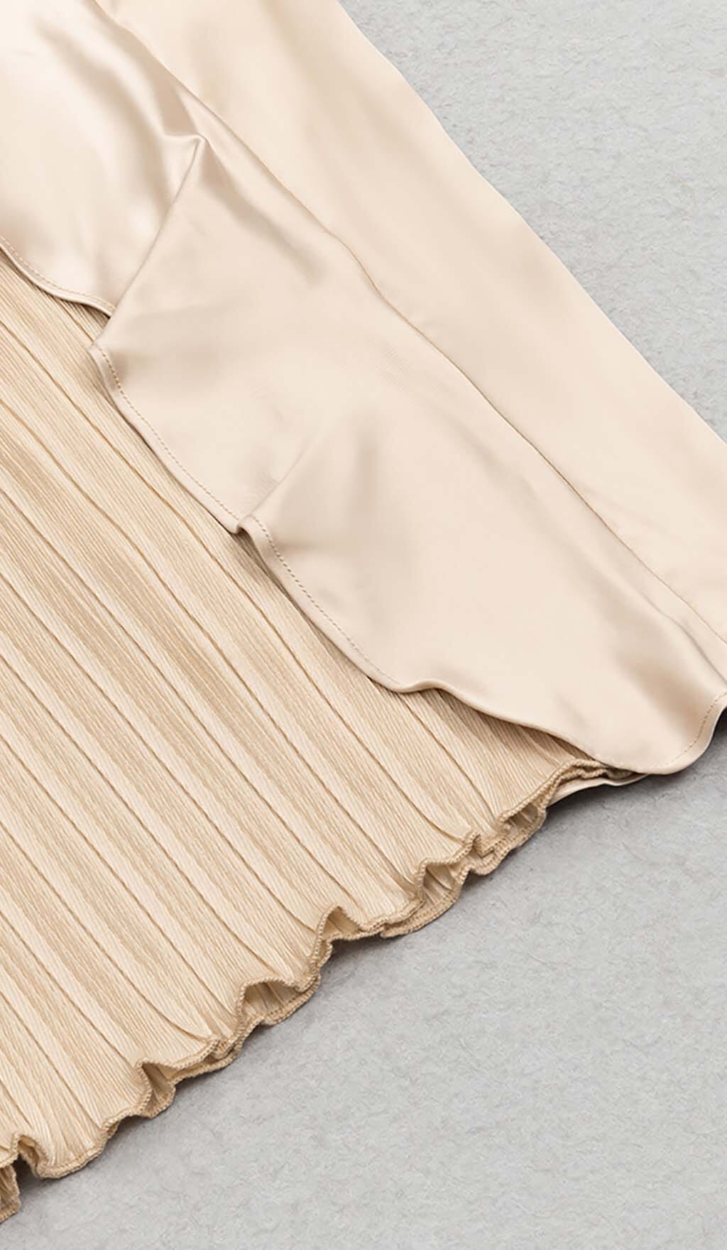 RUFFLED KHAKI MAXI DRESS, ELEGANT OCCASION