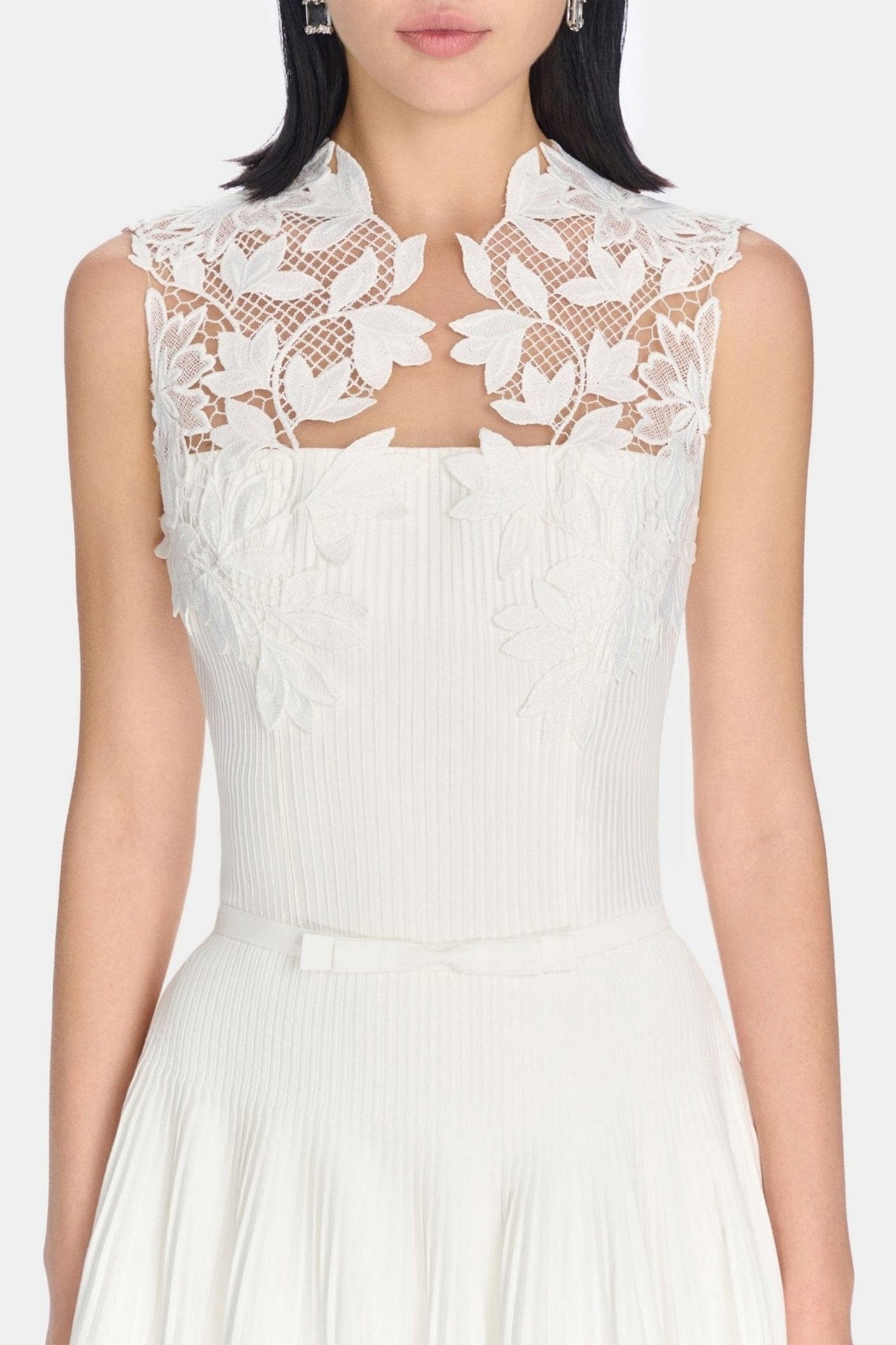FLORAL LACE SLEEVELESS MAXI DRESS, A-LINE WEDDING GUEST