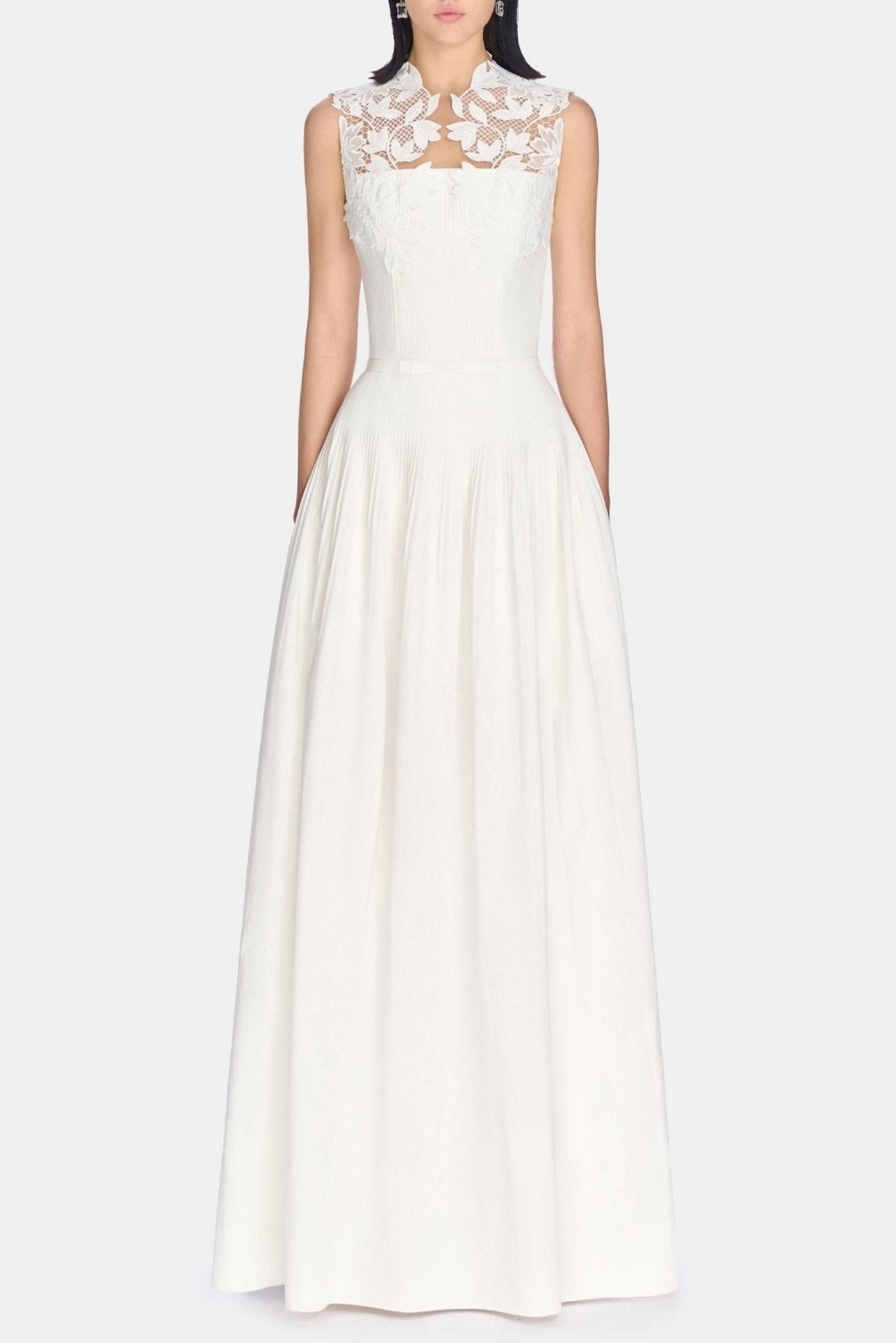 FLORAL LACE SLEEVELESS MAXI DRESS, A-LINE WEDDING GUEST