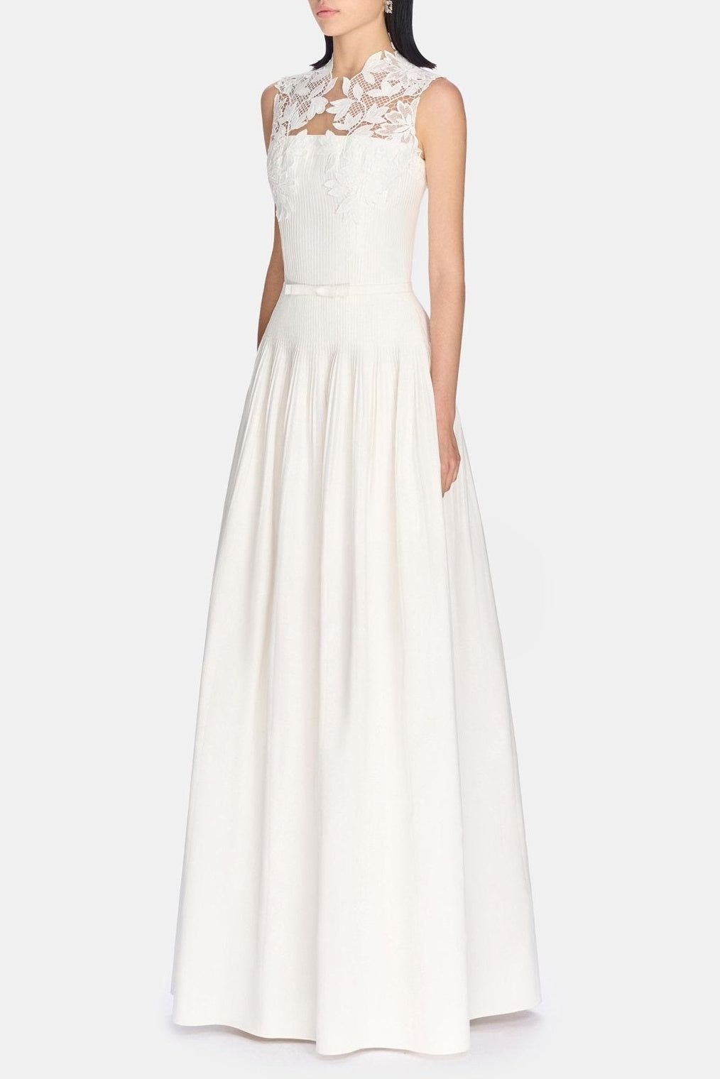 FLORAL LACE SLEEVELESS MAXI DRESS, A-LINE WEDDING GUEST