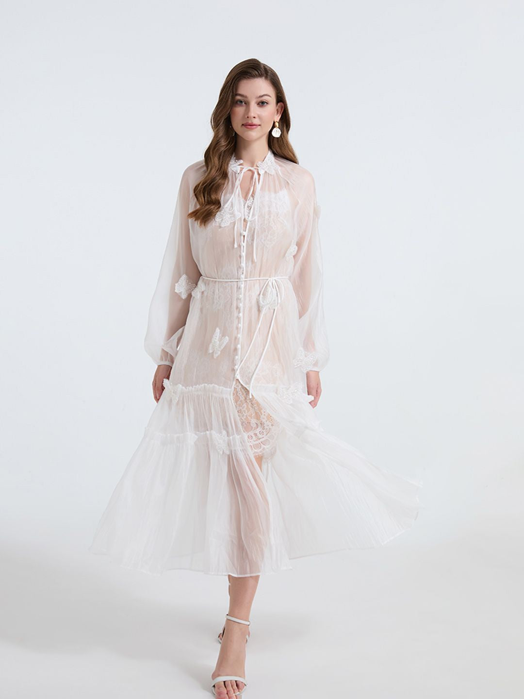 SHEER LACE MAXI DRESS, WHITE WEDDING GUEST