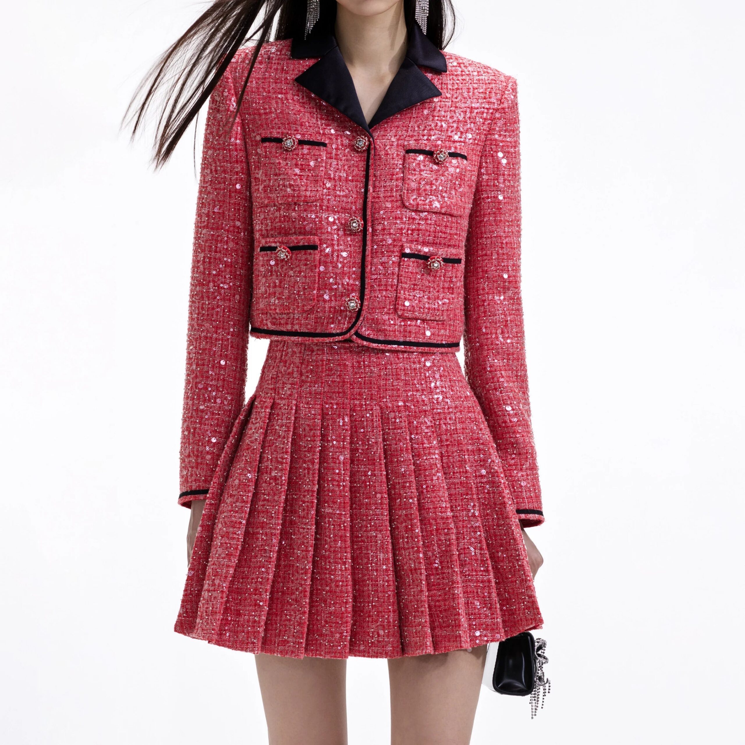RED BOUCLE BLAZER FOR EVENTS