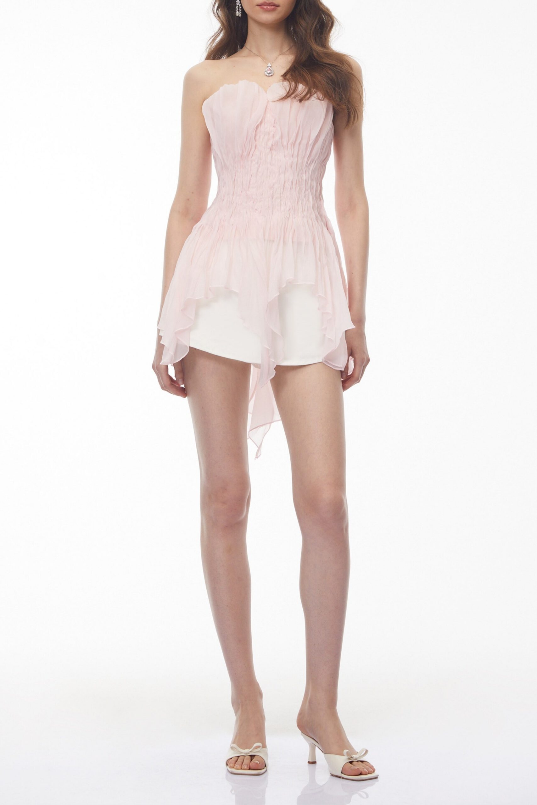 RemmieBlushPinkOffShoulderAsymmetricalRuchedTop_3 SUSAN OFF SHOULDER RUCHED TOP, BLUSH PINK, ASYMMETRICAL