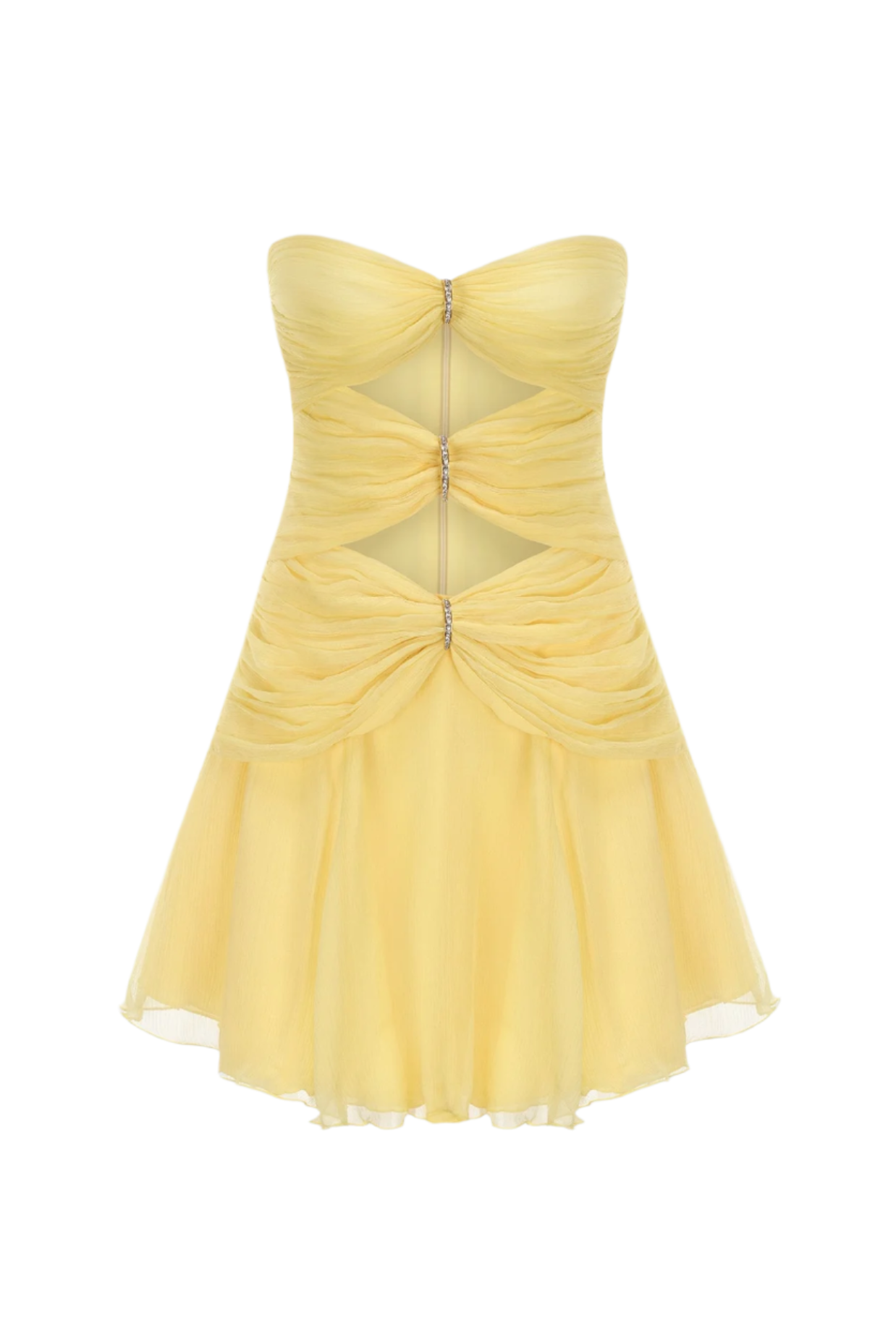 RERYNNE STRAPLESS YELLOW MINI DRESS FOR PARTY