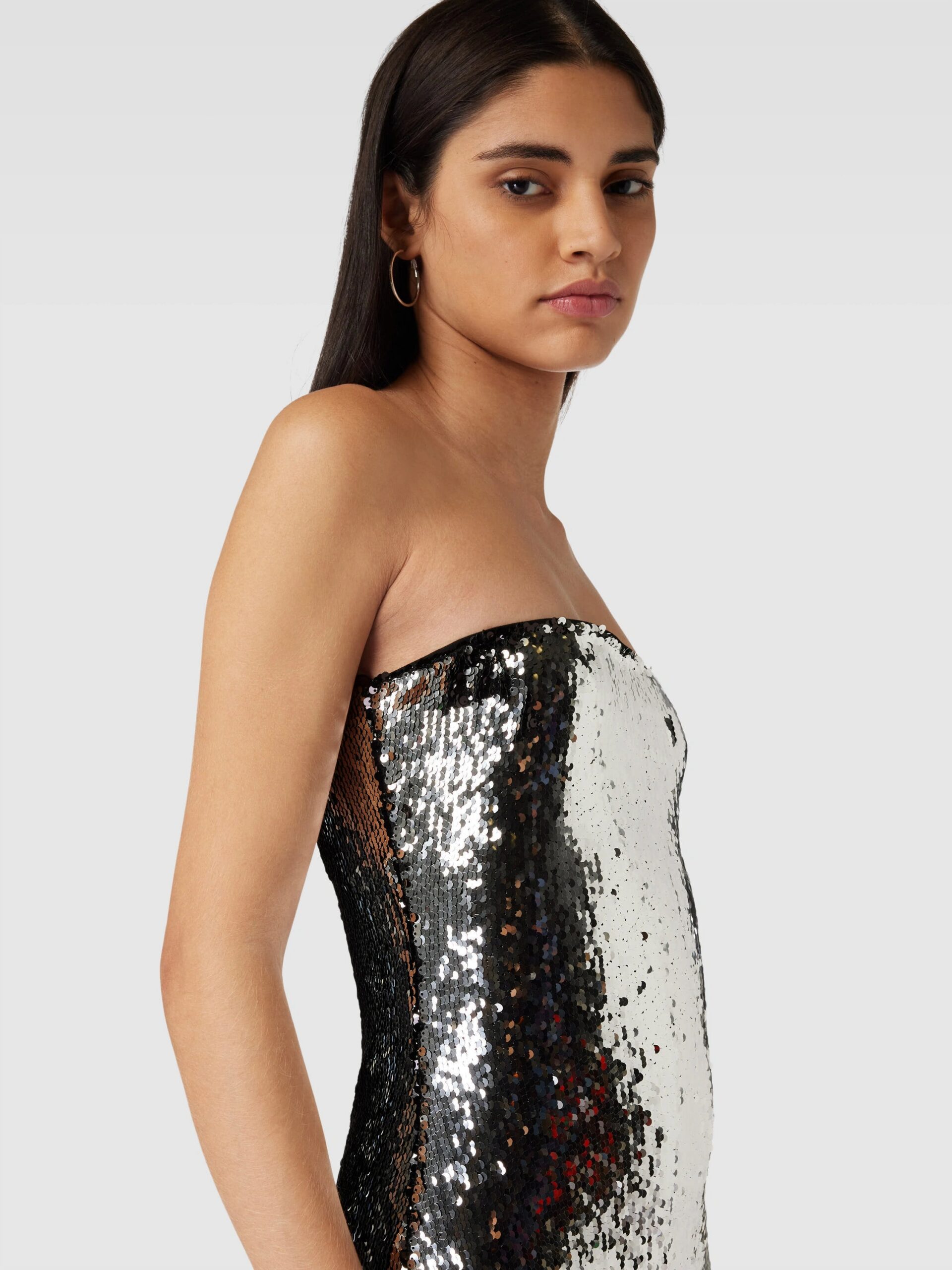 SILVER OFF-SHOULDER SEQUIN MINI DRESS, PARTY