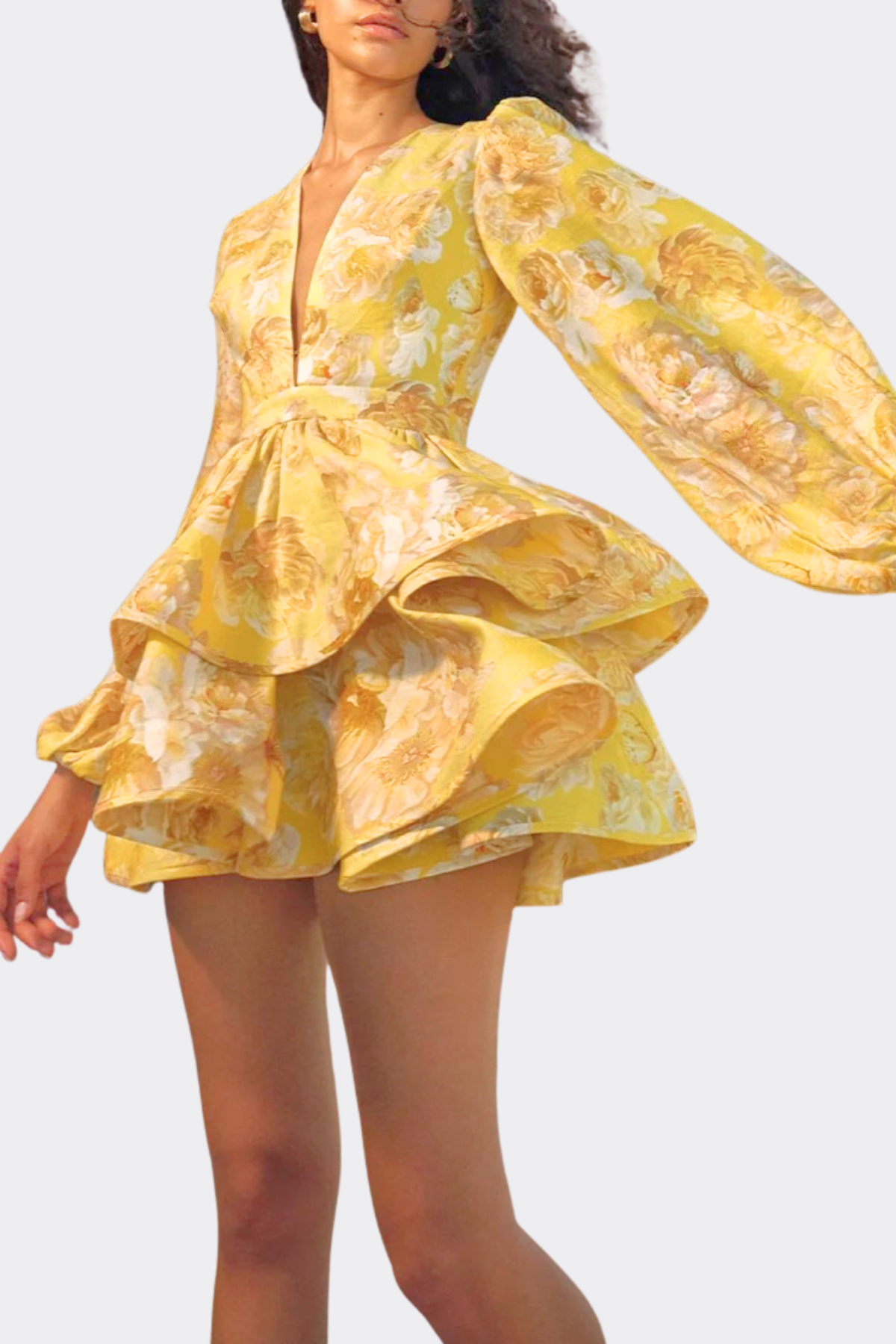 RICARDO FLORAL PRINT MINI DRESS FOR PARTY