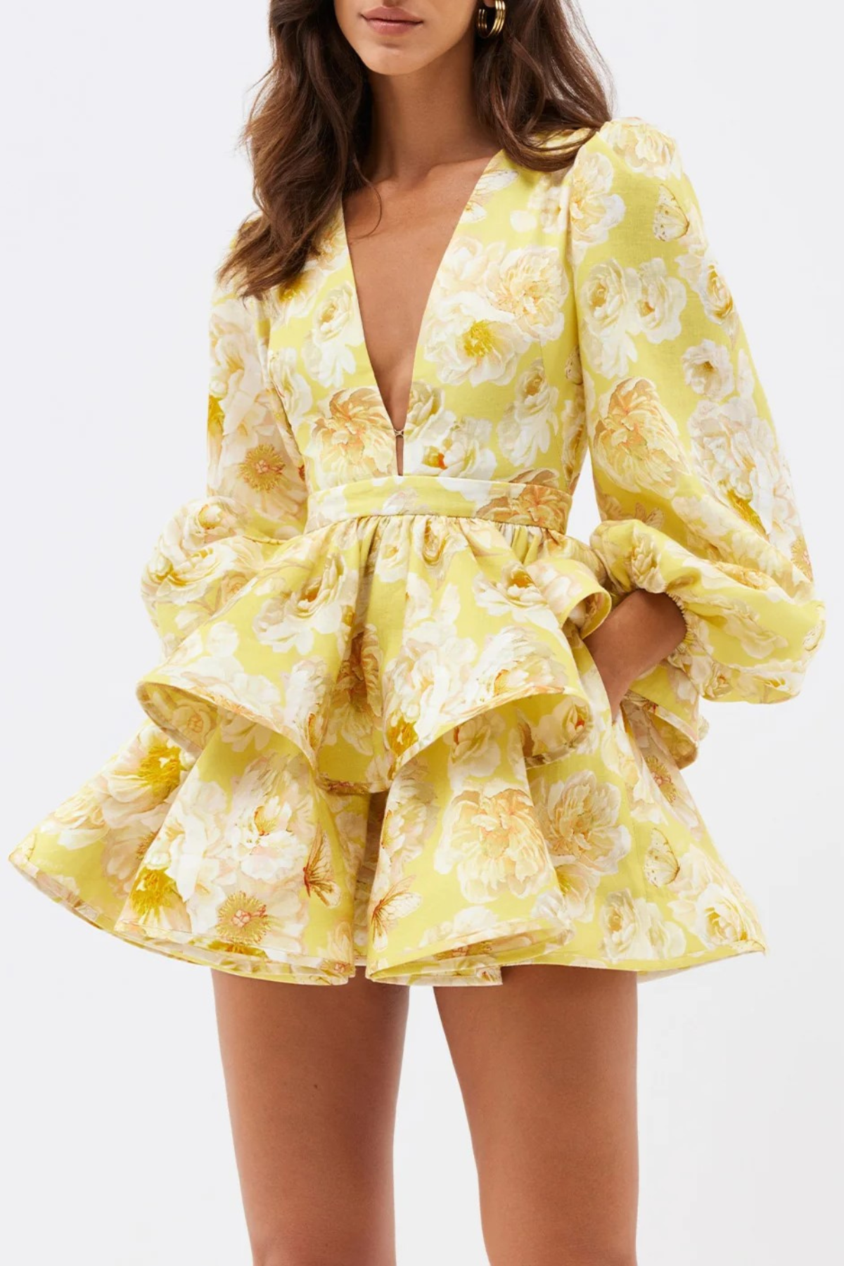 RICARDO FLORAL PRINT MINI DRESS FOR PARTY