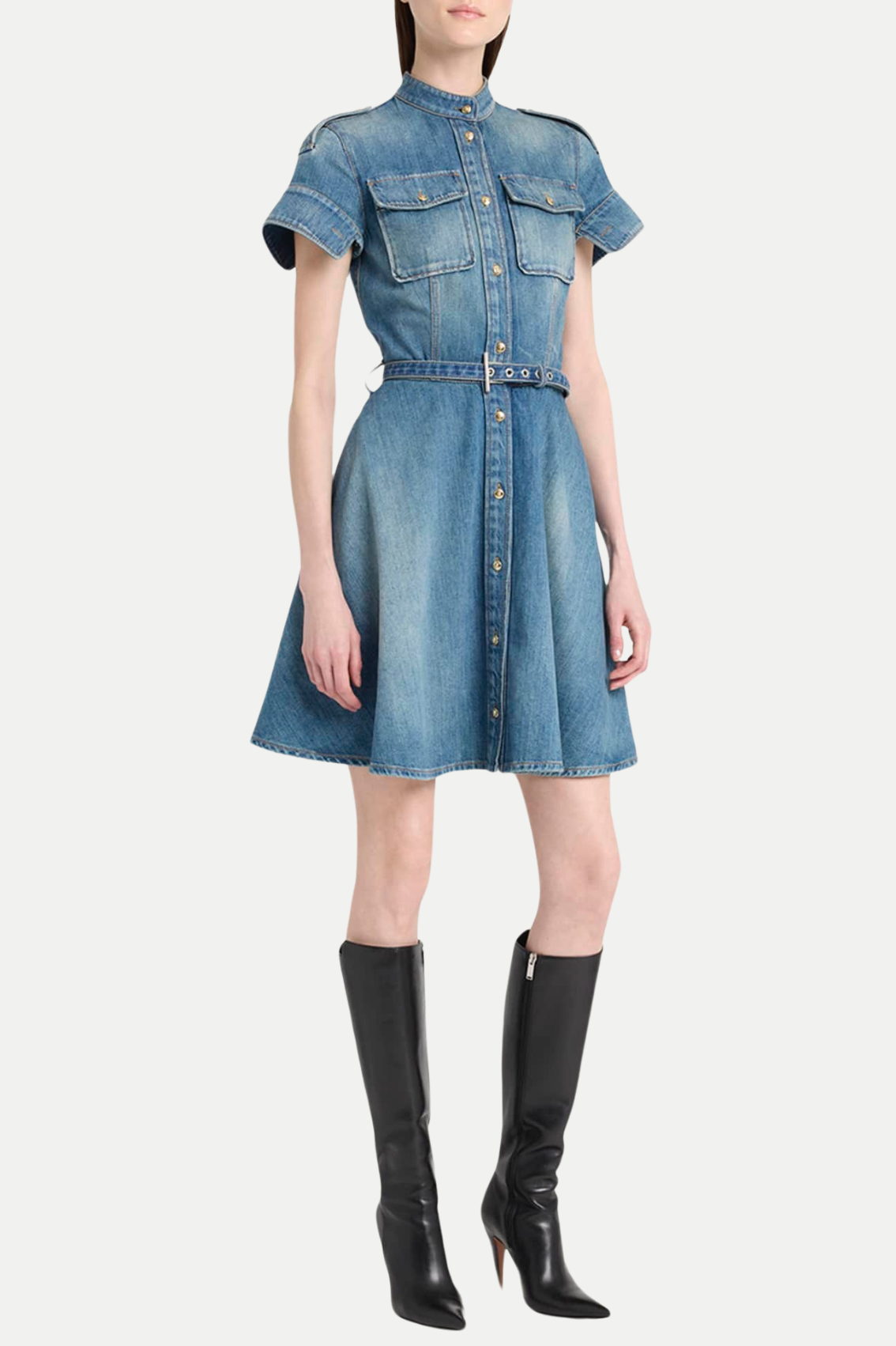 RigbyDenimMiniDress1 RIGBY BELTED DENIM MINI DRESS FOR CASUAL OCCASIONS