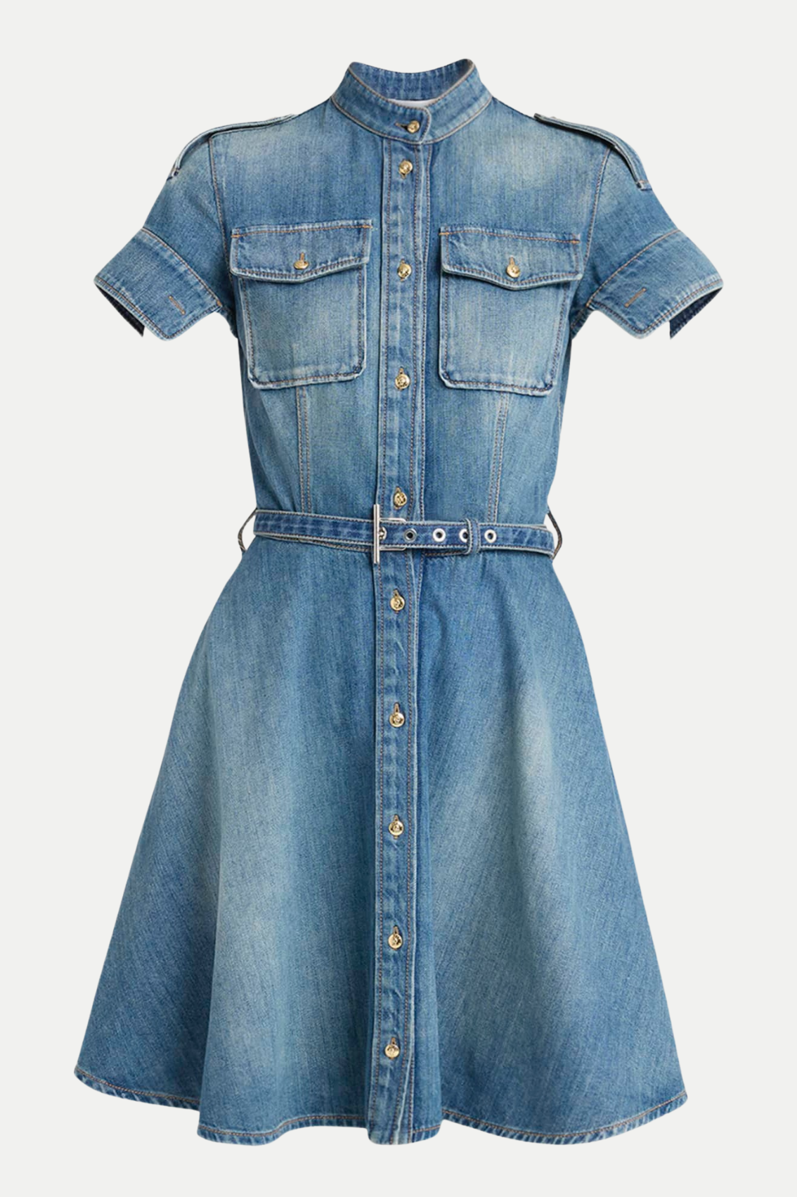 RIGBY BELTED DENIM MINI DRESS FOR CASUAL OCCASIONS