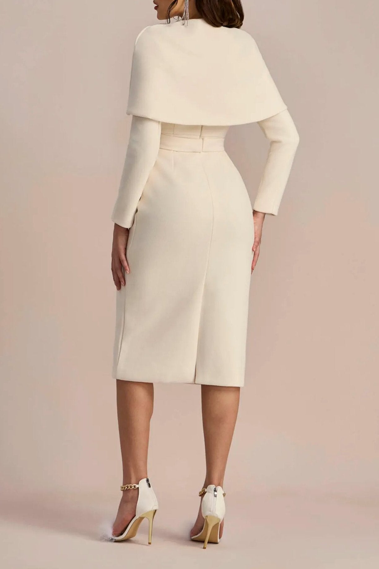 ROBERTA LONG SLEEVE CAPE DRESS SET FOR EVENING
