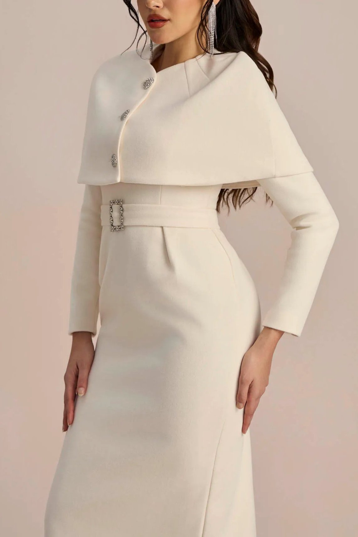 ROBERTA LONG SLEEVE CAPE DRESS SET FOR EVENING