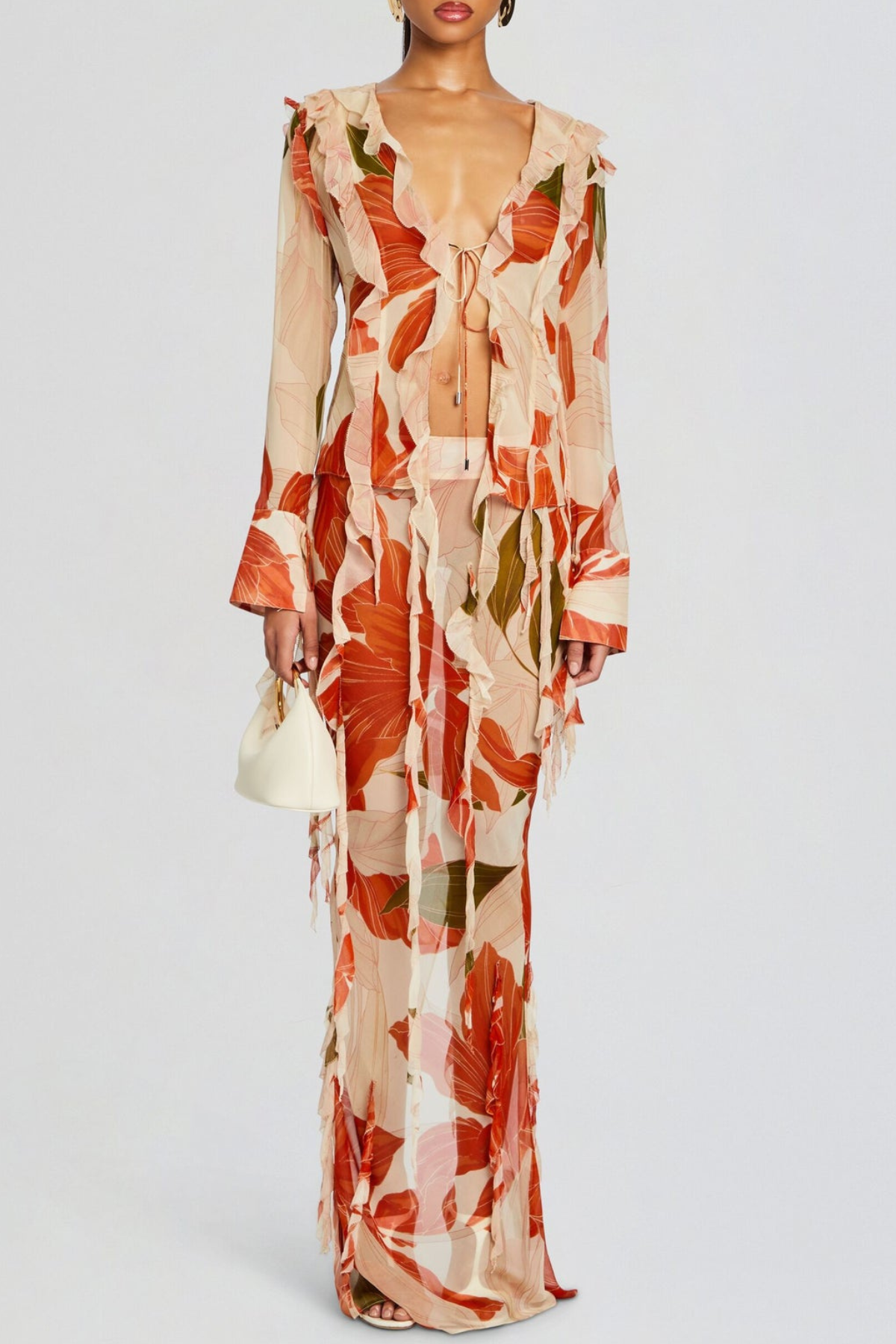 RolanaFloralPrintRuffleBlouse_MaxiSkirtSet2 ROLANA FLORAL RUFFLE BLOUSE & MAXI SKIRT SET
