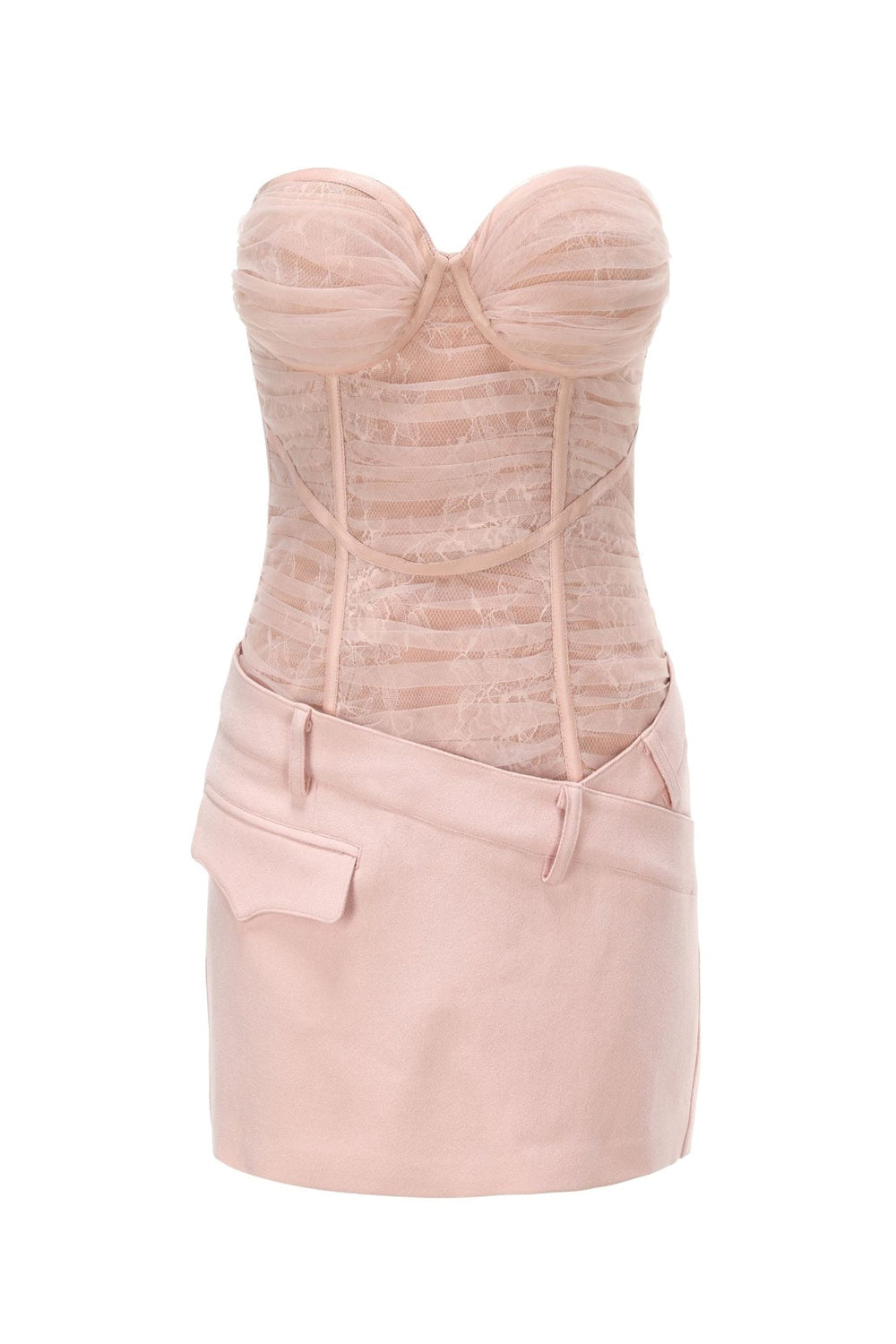 ROLYN RUCHED STRAPLESS MINI DRESS - PINK
