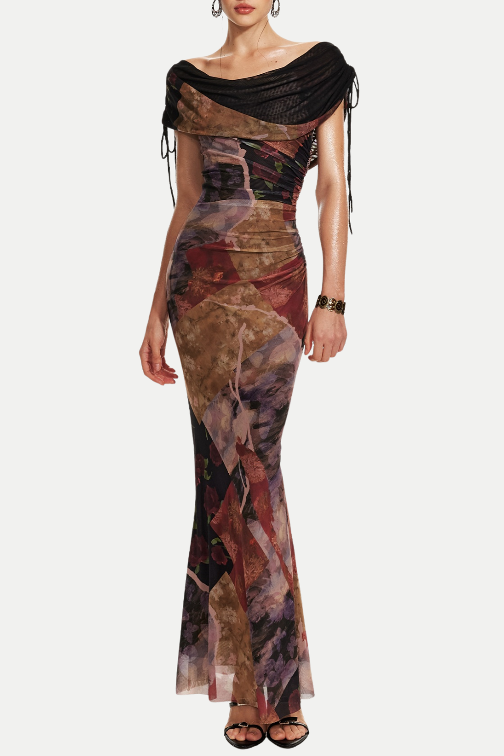 RosalaPrintMeshOffShoulderMaxiDress11 ROSALA MESH OFF-SHOULDER MAXI DRESS, PRINT