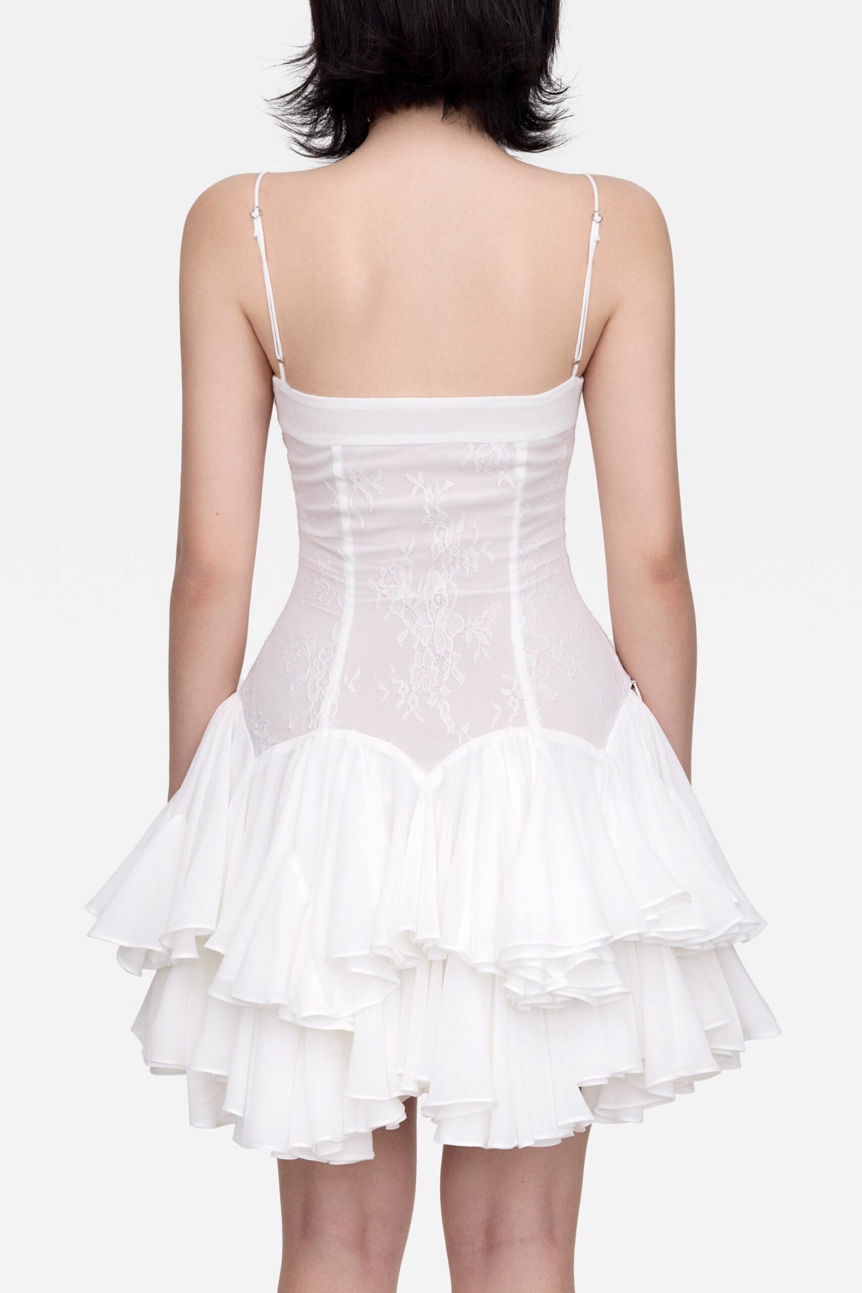 WHITE ROSALIA LACE MINI DRESS FOR WEDDING