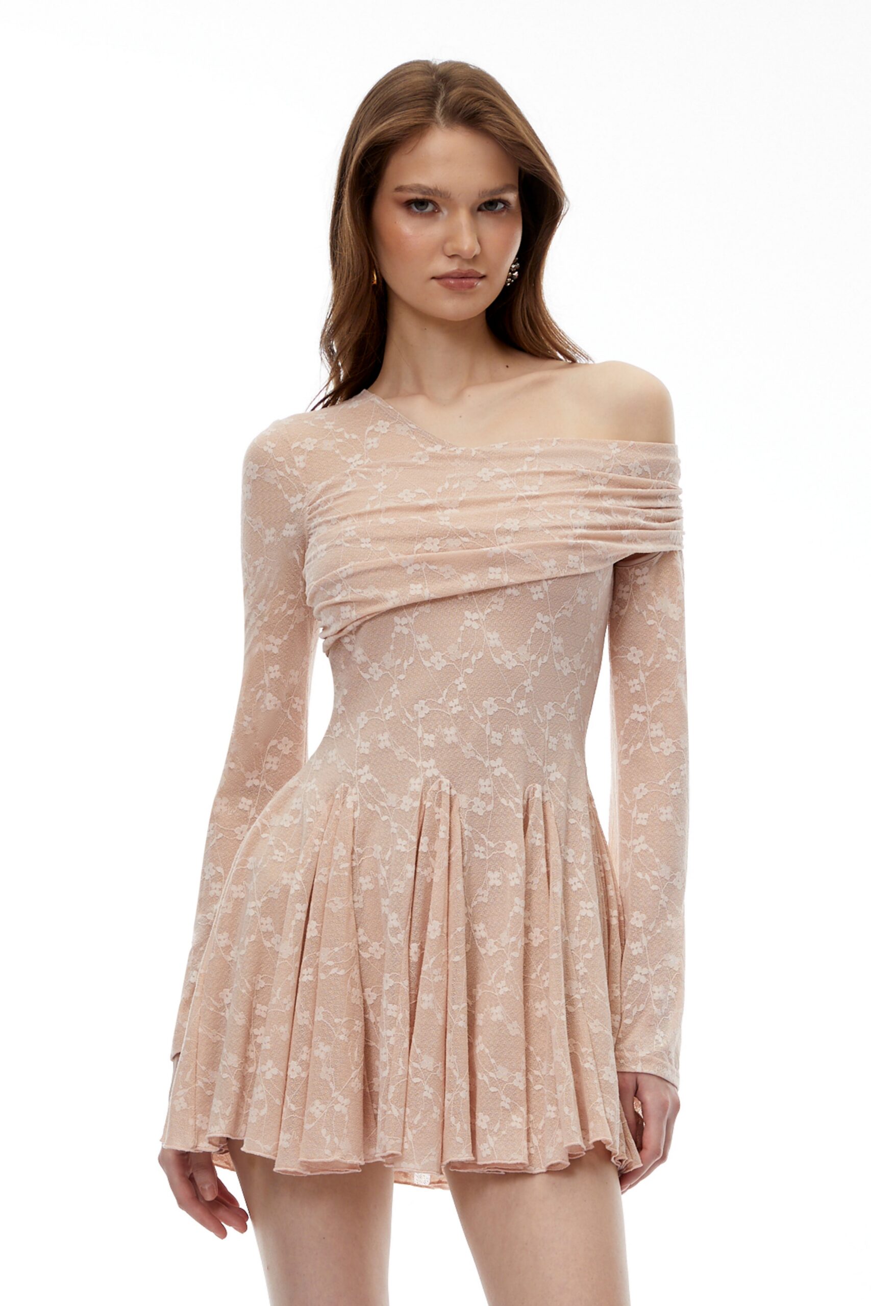 JESSICA RED V-NECK TIERED RUFFLE MINI DRESS