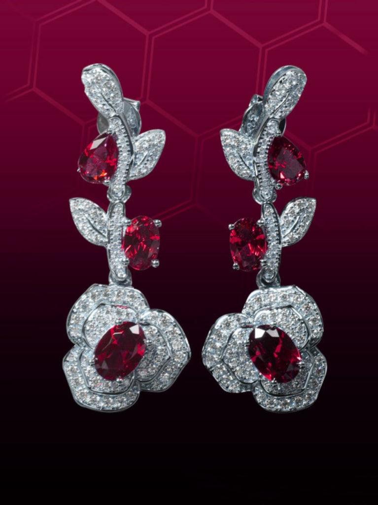 ROSE CRYSTAL FLOWER DROP EARRINGS FOR WEDDING