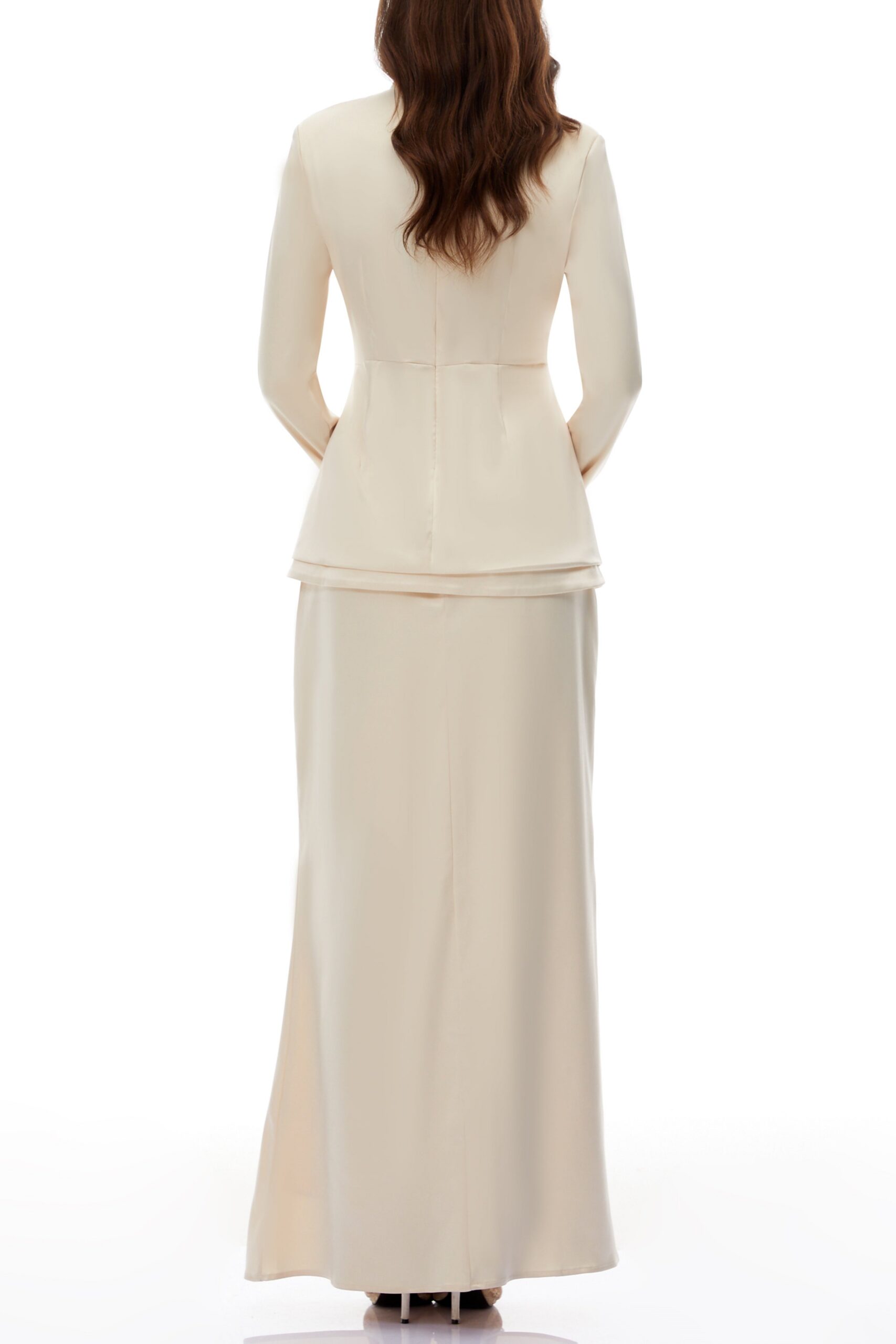 POLLY APRICOT MOCK NECK BLOUSE MERMAID SKIRT SET