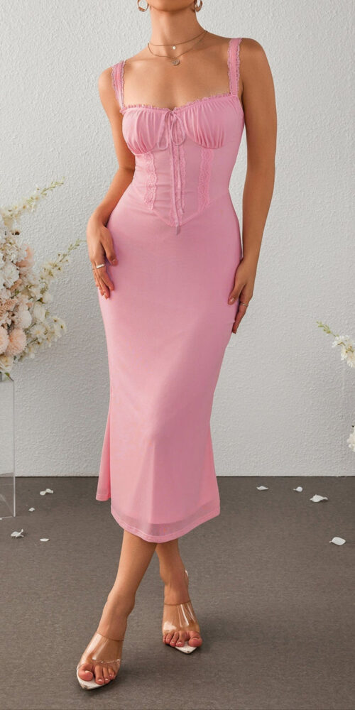 Ruched Bust Tie Front Mermaid Bodycon Dress - bridal shower guest outfit Ruched Bust Tie Front Mermaid Bodycon Dress - bridal shower guest outfit