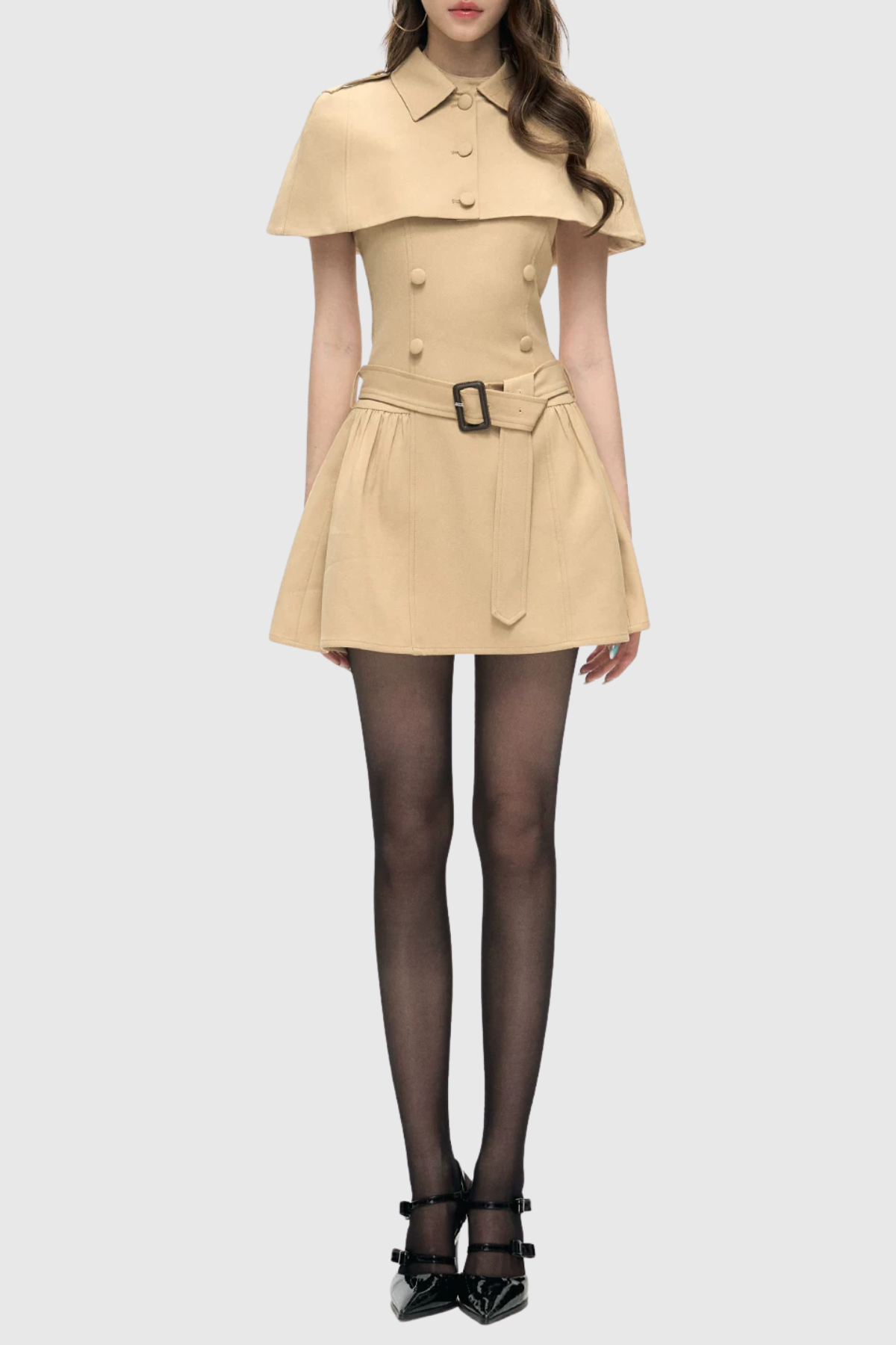 RYLK BUTTON CAPE SET: MINI DRESS WEDDING OUTFIT