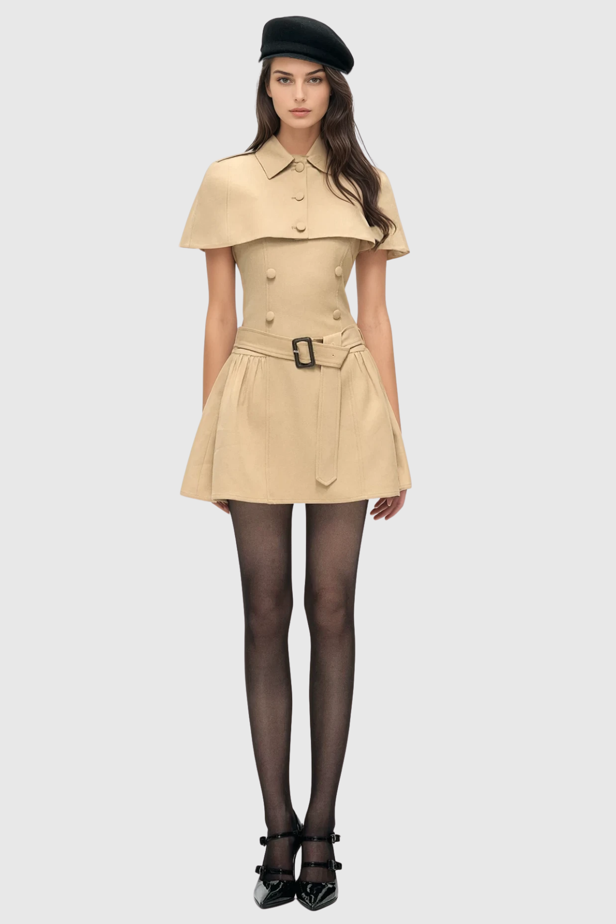 RYLK BUTTON CAPE SET: MINI DRESS WEDDING OUTFIT