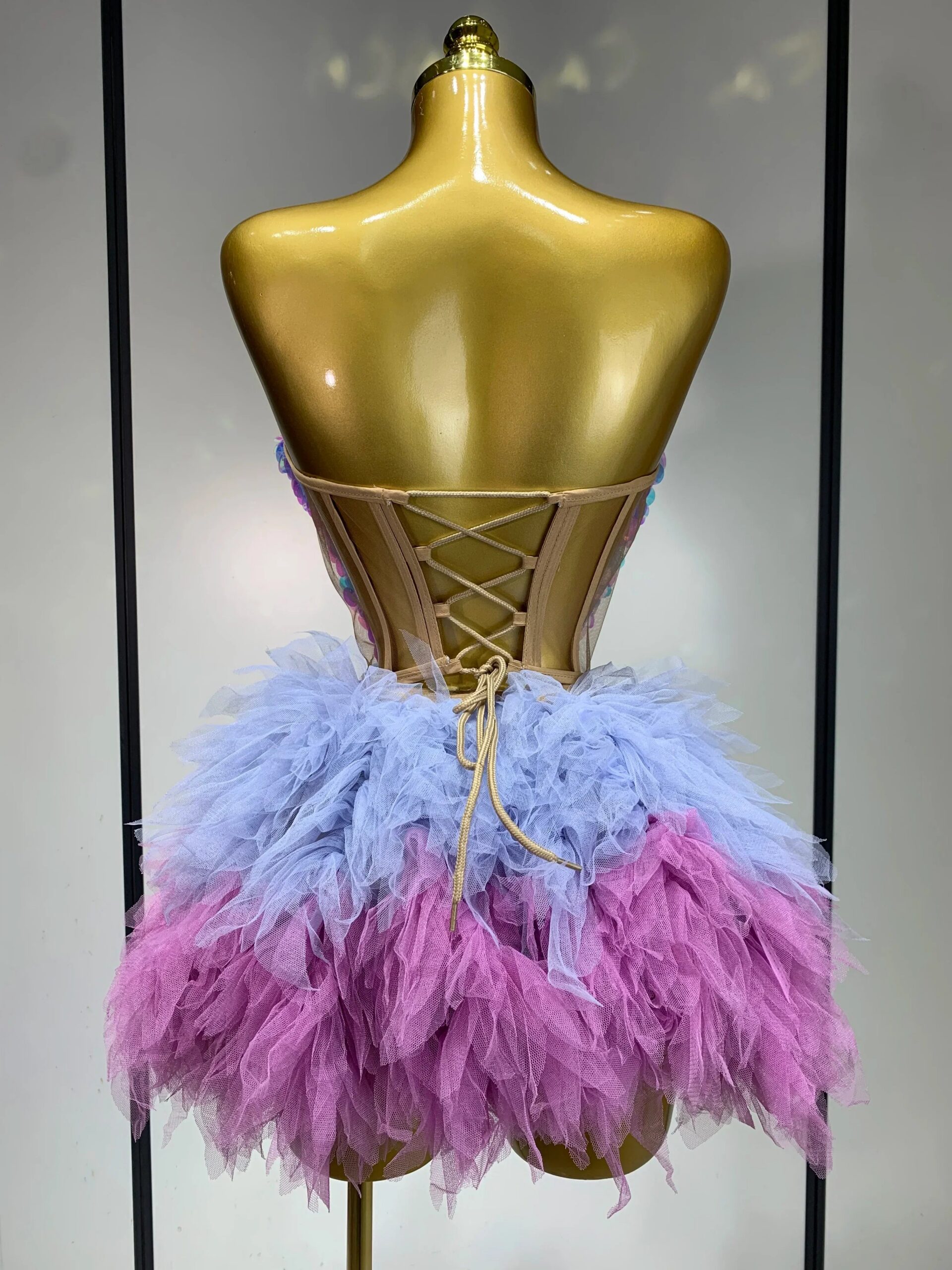 SPARKLY SEQUIN RUFFLED BACKLESS TWO-PIECE SET