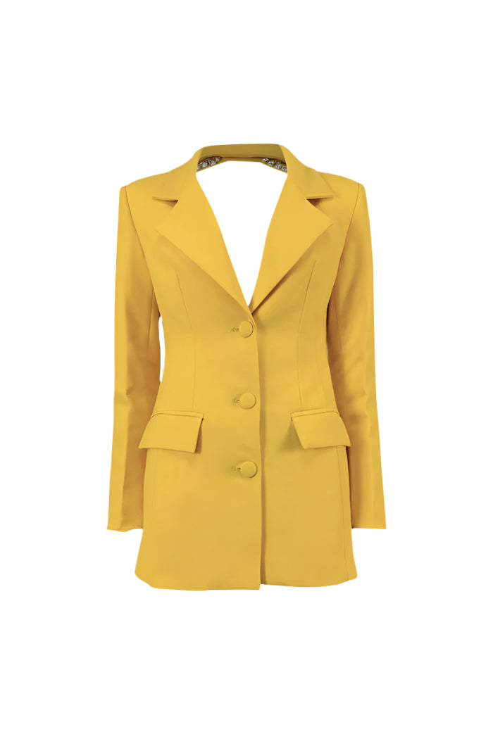 BACK CUTOUT DIAMOND BLAZER YELLOW PARTY