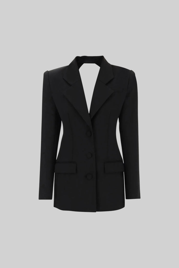 BACK CUTOUT DIAMOND BLAZER, BLACK - PARTY NIGHT