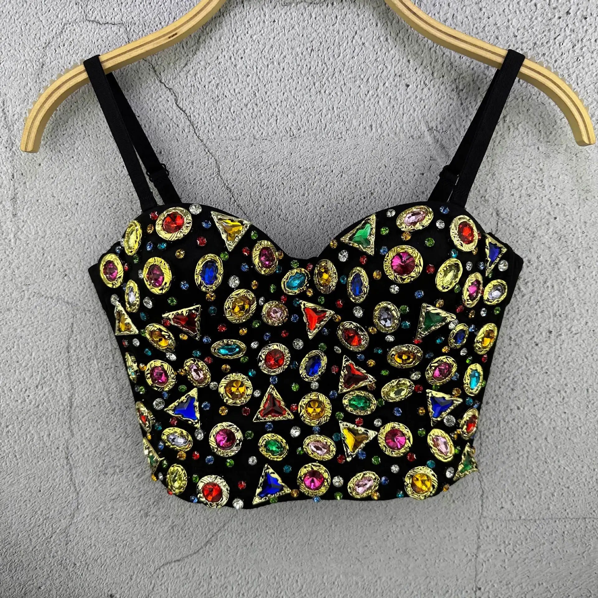 COLORFUL STONE CORSET TOP FOR PARTY
