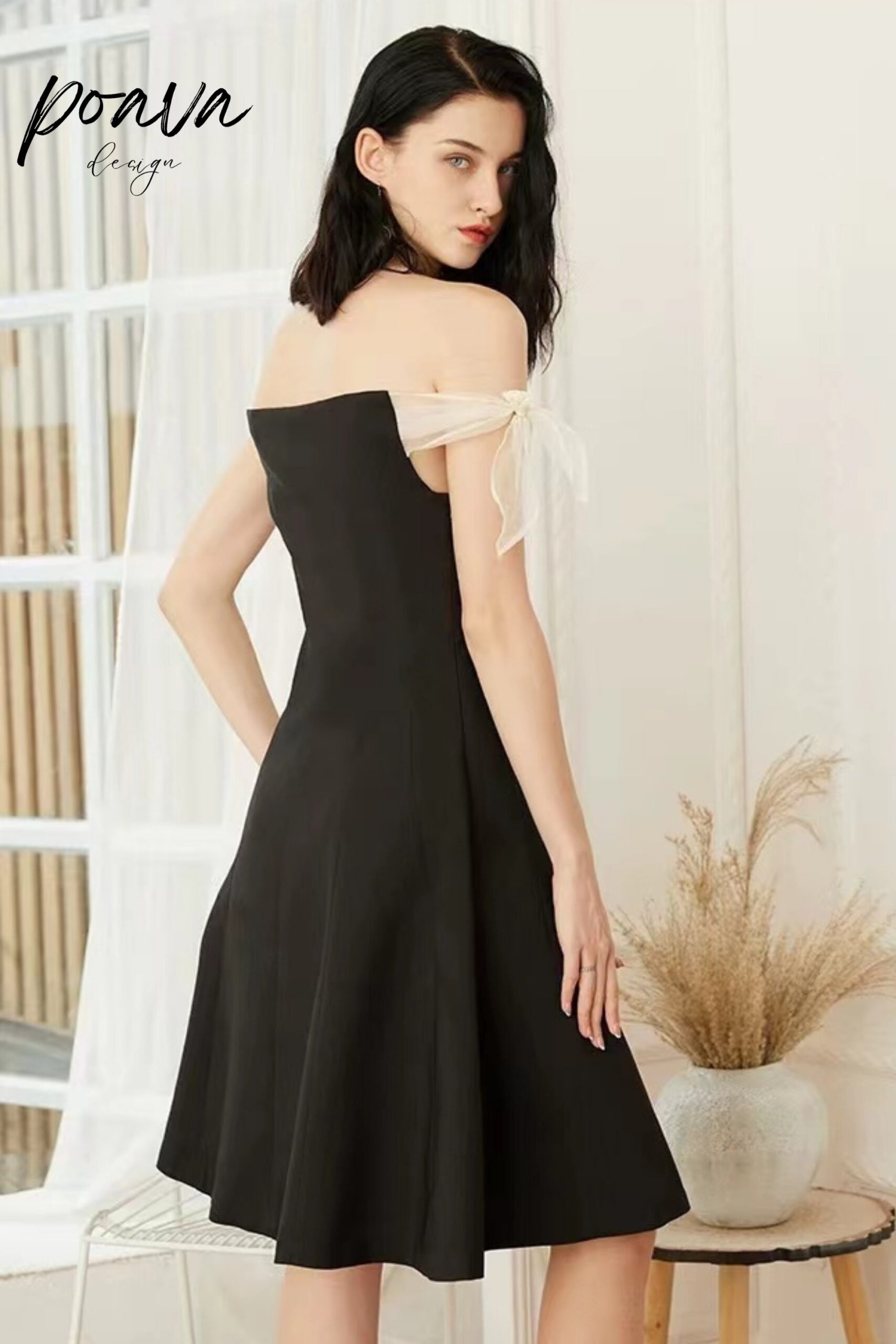 A-LINE BLACK MINI DRESS FOR EVENING
