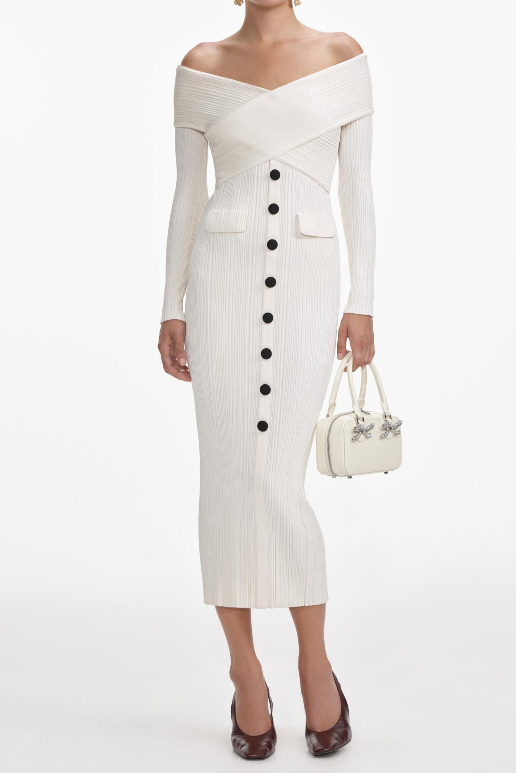 SC24-001M-C_1 PENNY OFF-SHOULDER KNIT MIDI DRESS CREAM