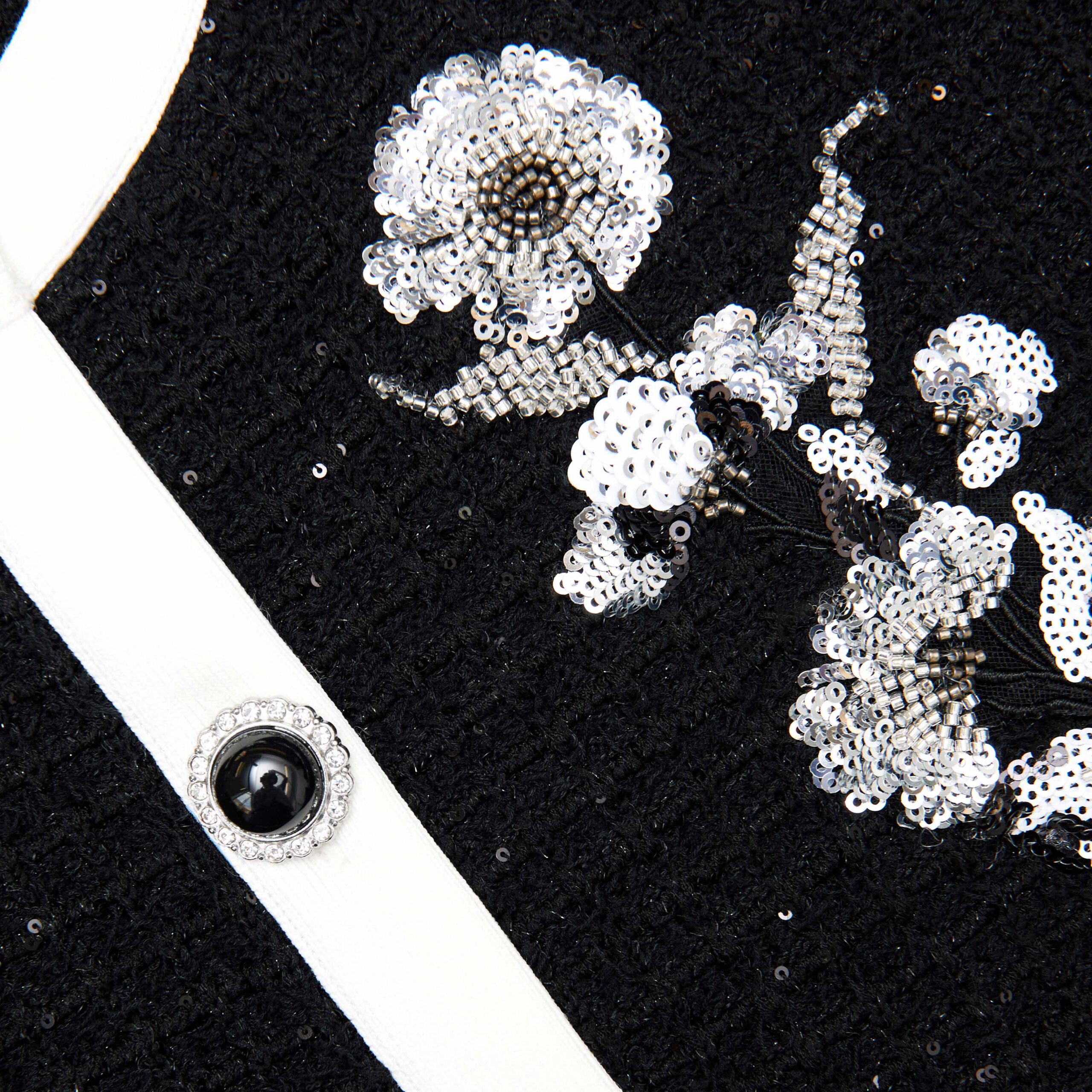 BLACK FLORAL TEXTURED KNIT BLAZER FOR EVENTS