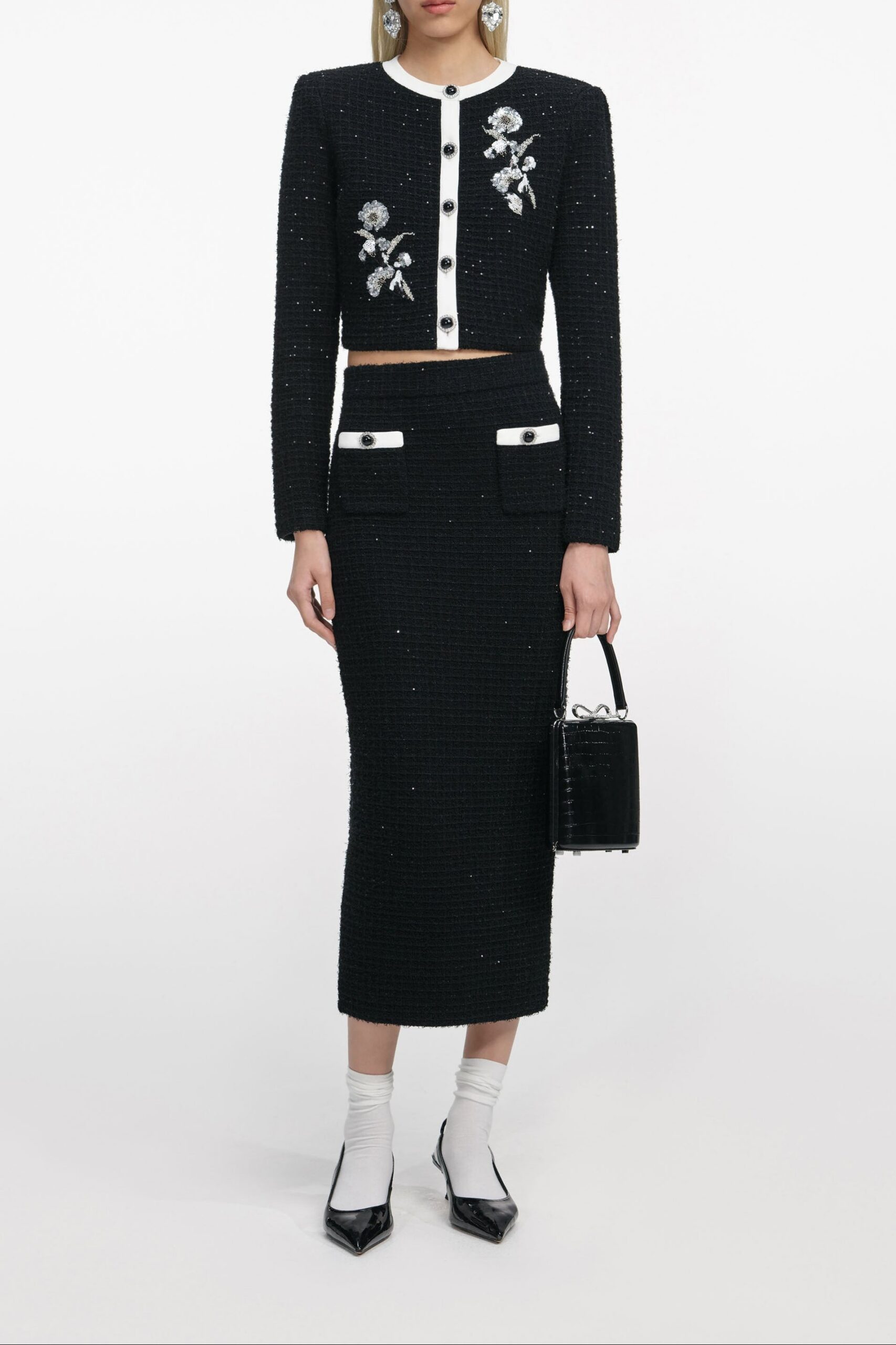 SC25-013J-B_SC25-013MSK-B_1_958d5d80-90b9-4a4a-a679-f01257d646cd BLACK TEXTURED MIDI SKIRT, KNIT, CASUAL