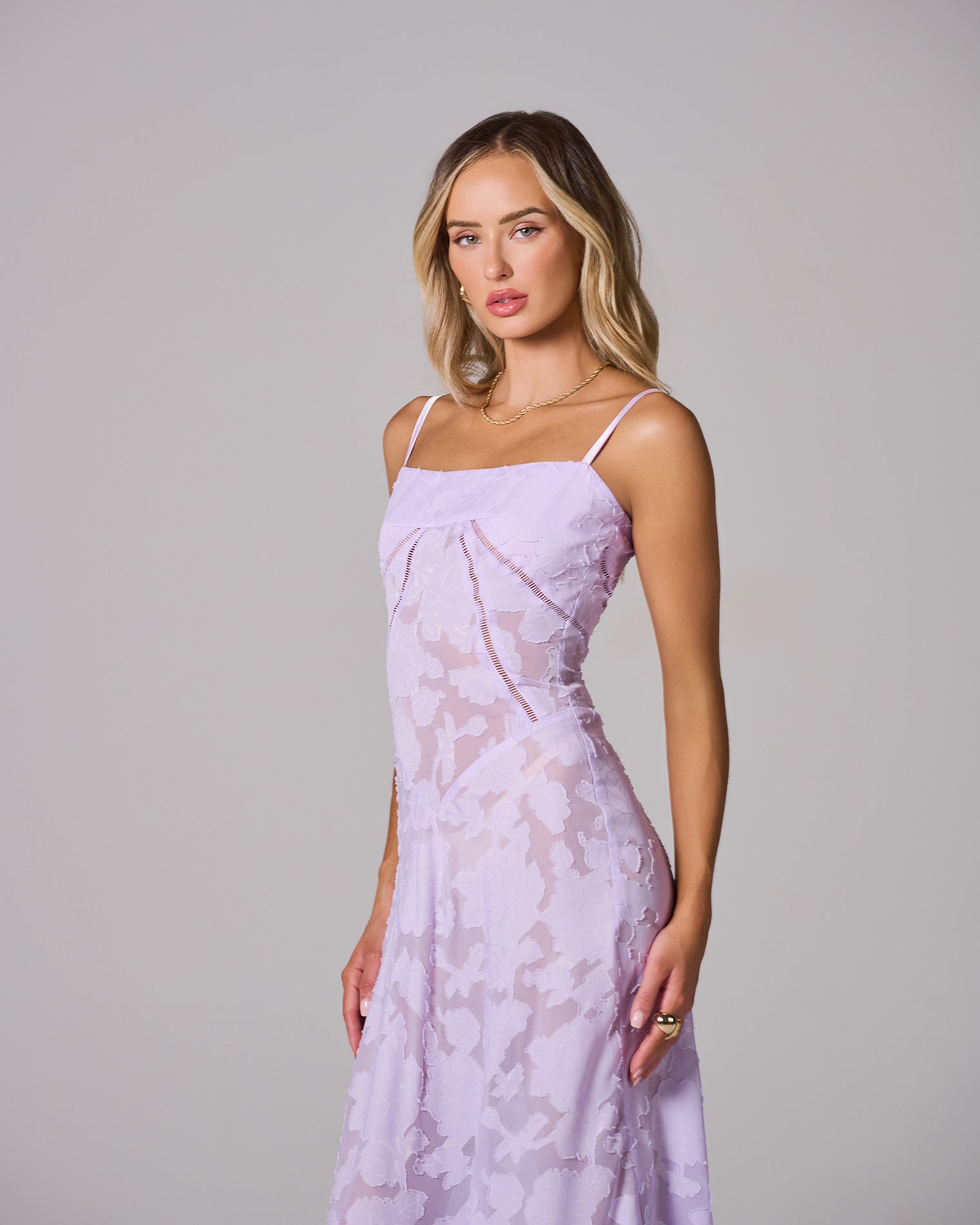 FLORAL LACE BACK MAXI DRESS FOR WEDDING