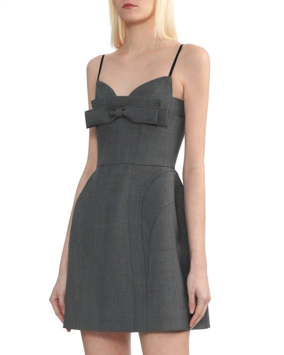 ARABELA BOW MINI DRESS GREY COCKTAIL PARTY