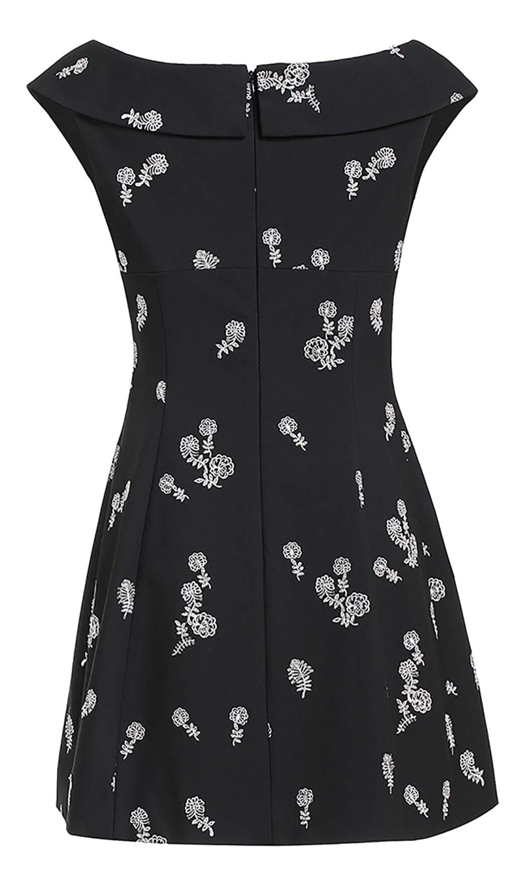 SLEEVELESS EMBROIDERED BLACK MINI DRESS FOR PARTY