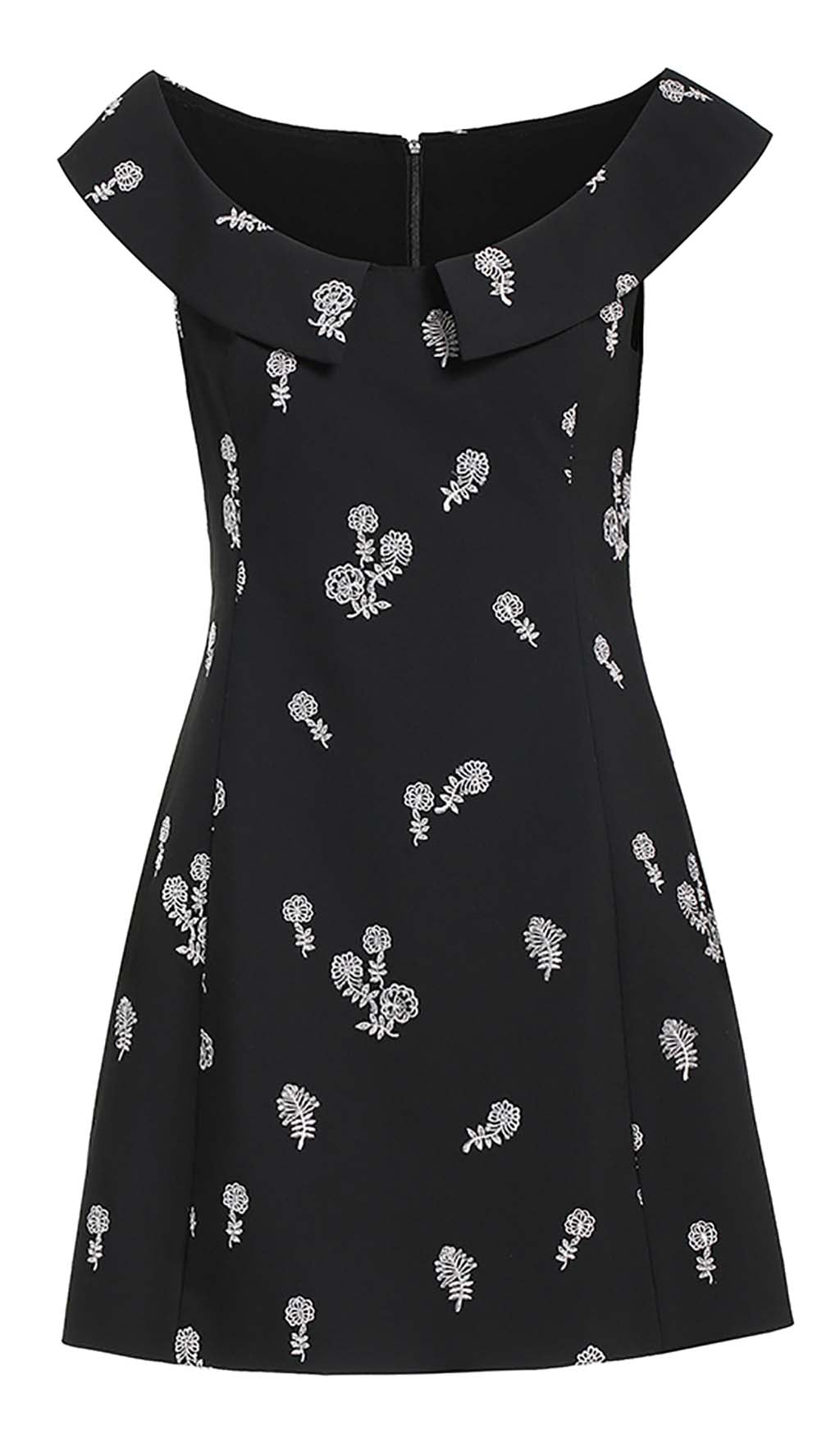 SLEEVELESS EMBROIDERED BLACK MINI DRESS FOR PARTY