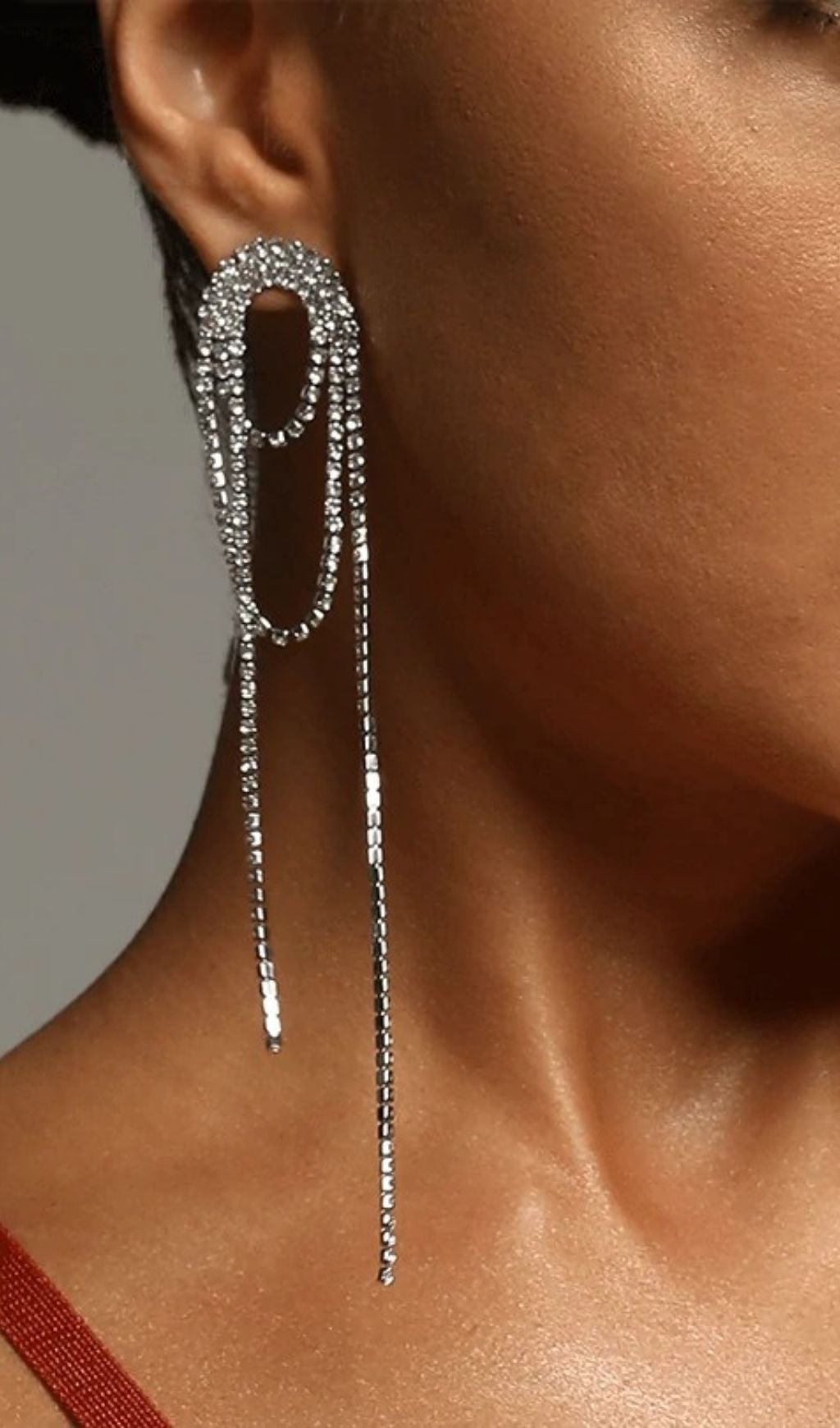 SLIVER DIAMANTE TASSEL EARRINGS FOR PARTY