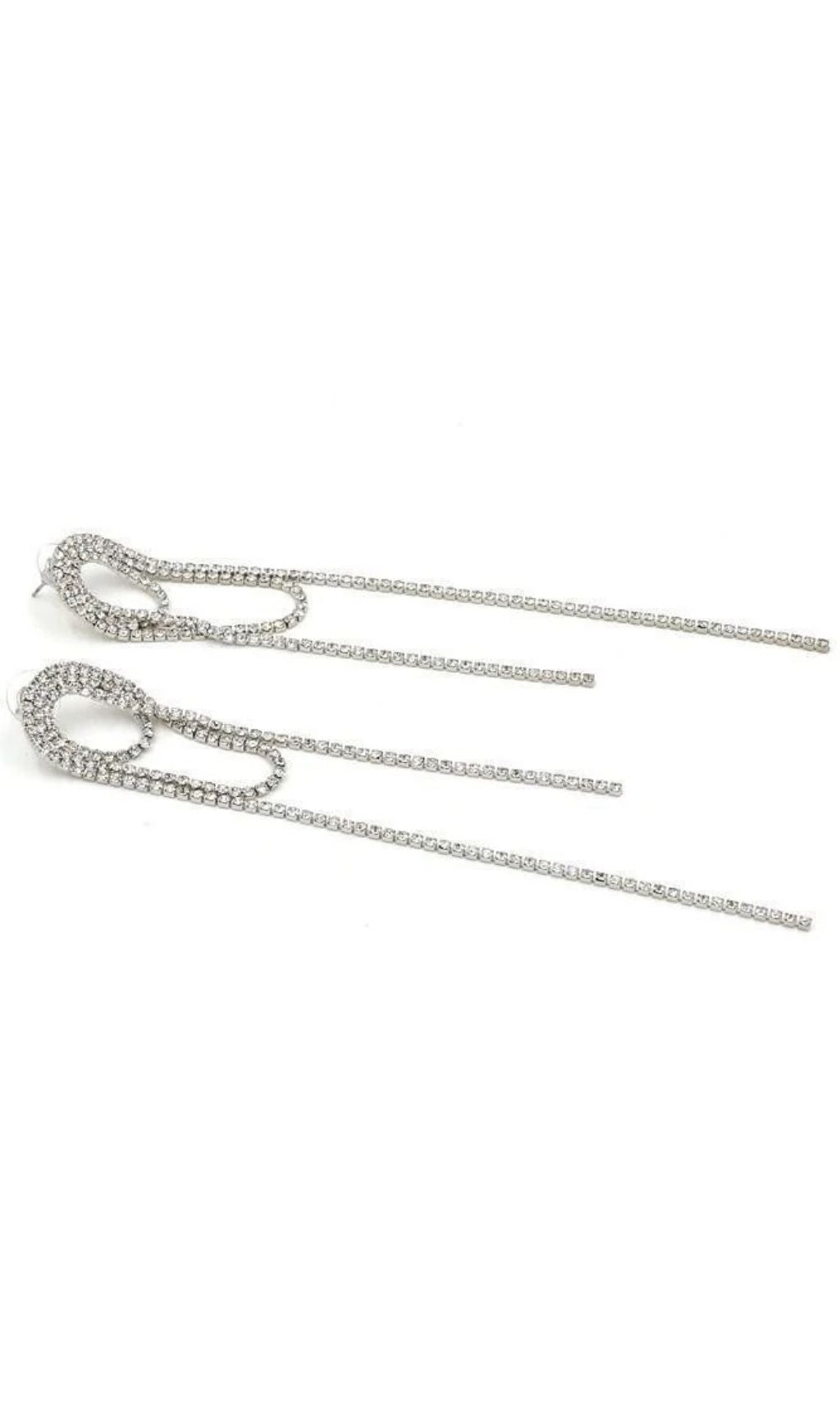 SLIVER DIAMANTE TASSEL EARRINGS FOR PARTY