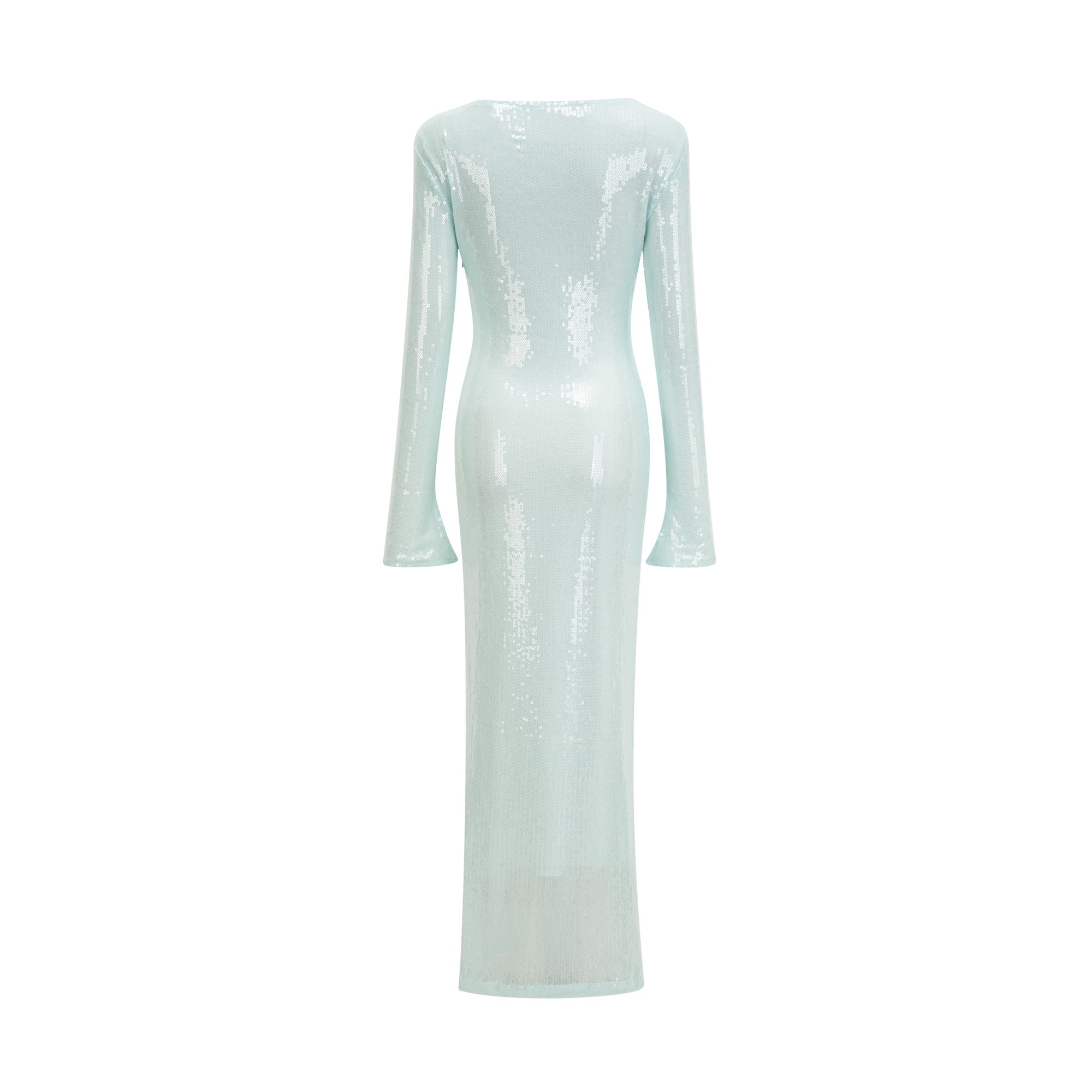 ROSALIE BLUE EMBELLISHED V-NECK COCKTAIL DRESS