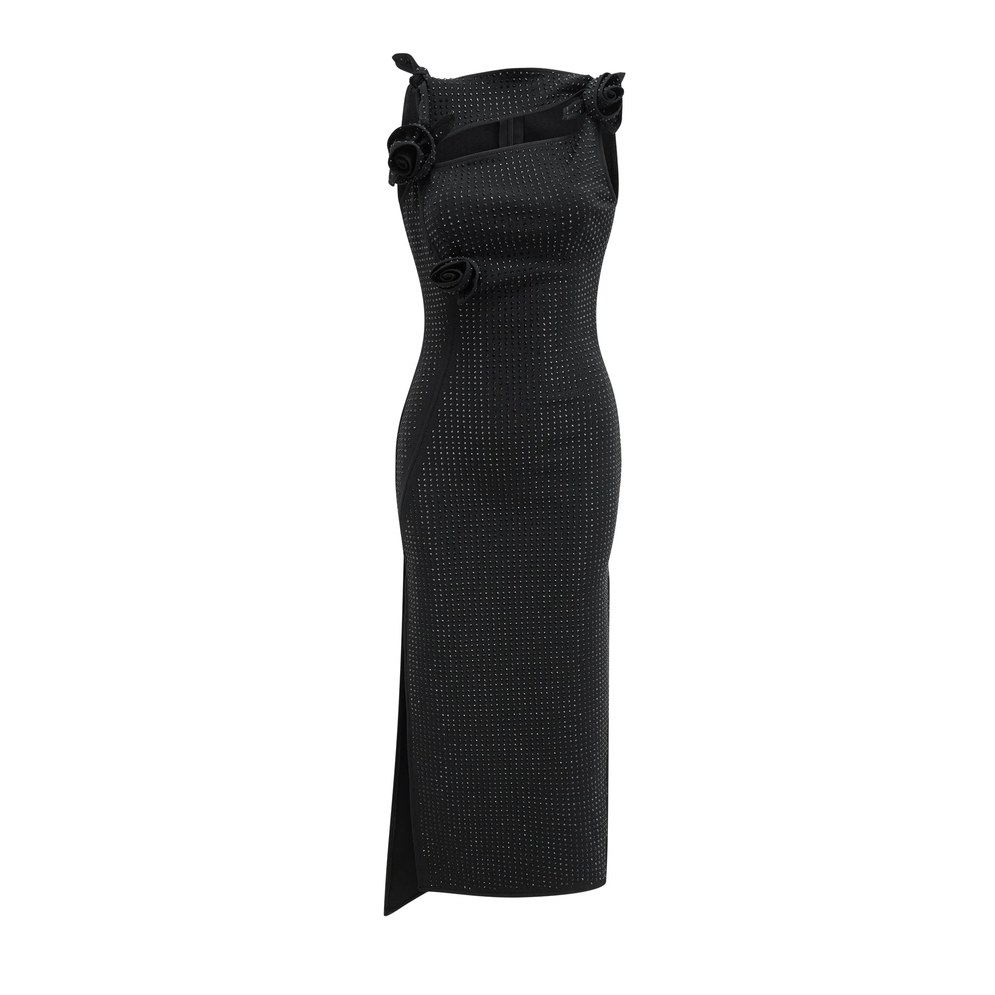 SOLANGE ASYMMETRIC EMBELLISHED MIDI DRESS FOR EVENTS