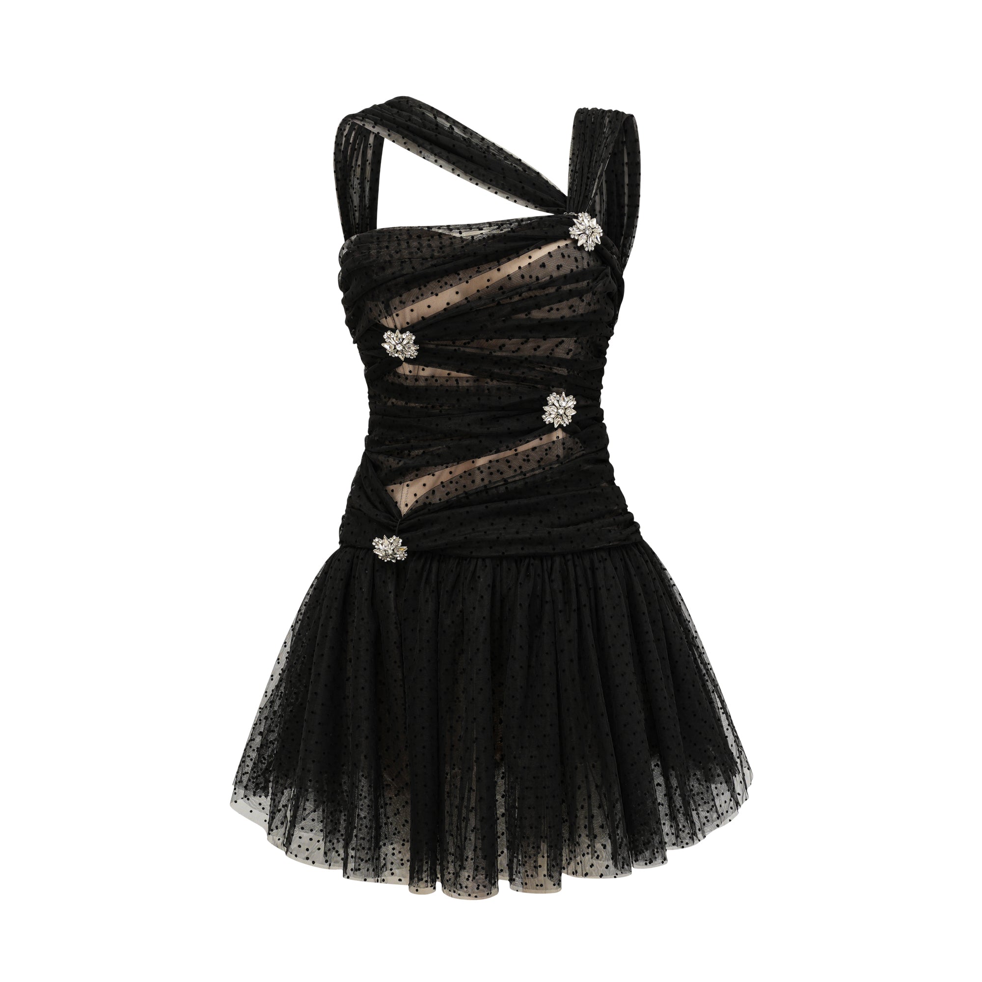 HAMEDA POLKA-DOT TULLE MINI DRESS FOR PARTY