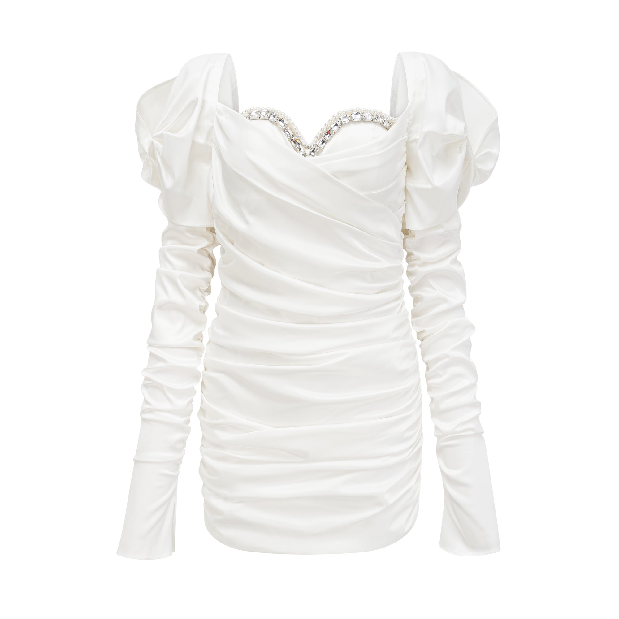 AVALON CRYSTAL RUCHED MINI DRESS - SHIMMER PARTY COCKTAIL